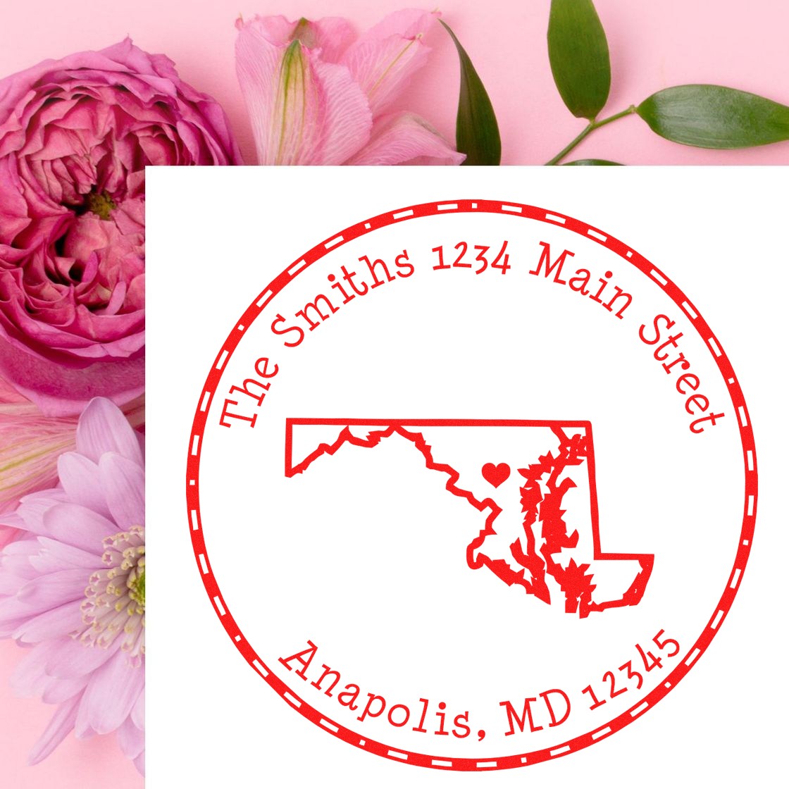 Self-Inking Round Maryland State Luv Address Stamp - Engineer Seal Stamps