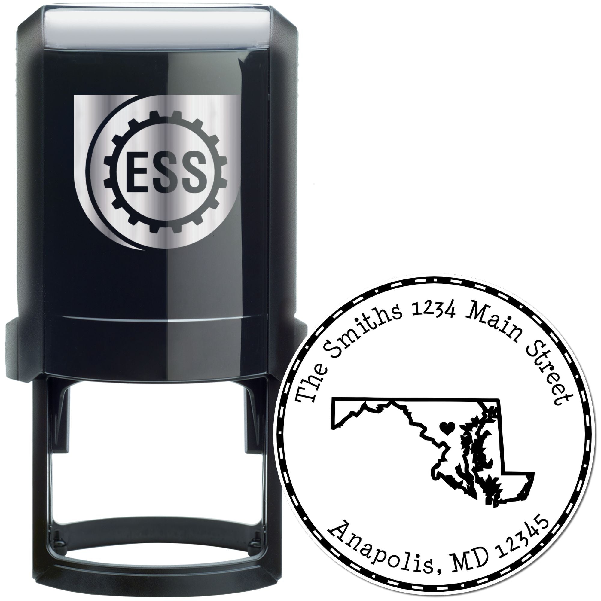 Self-Inking Round Maryland State Luv Address Stamp - Engineer Seal Stamps