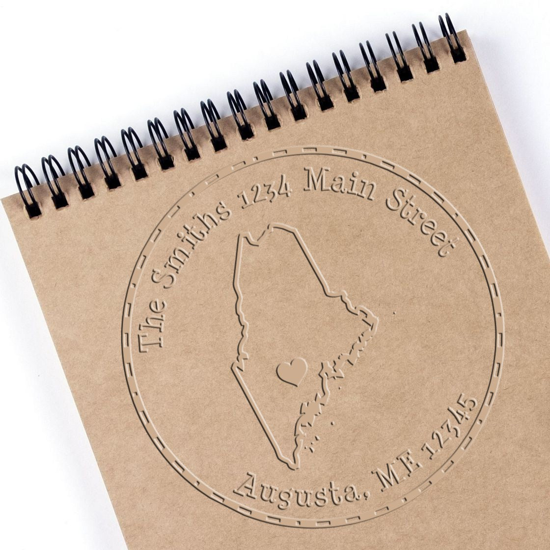 Soft ME State Love Customized Home Address Embossing Stamp
