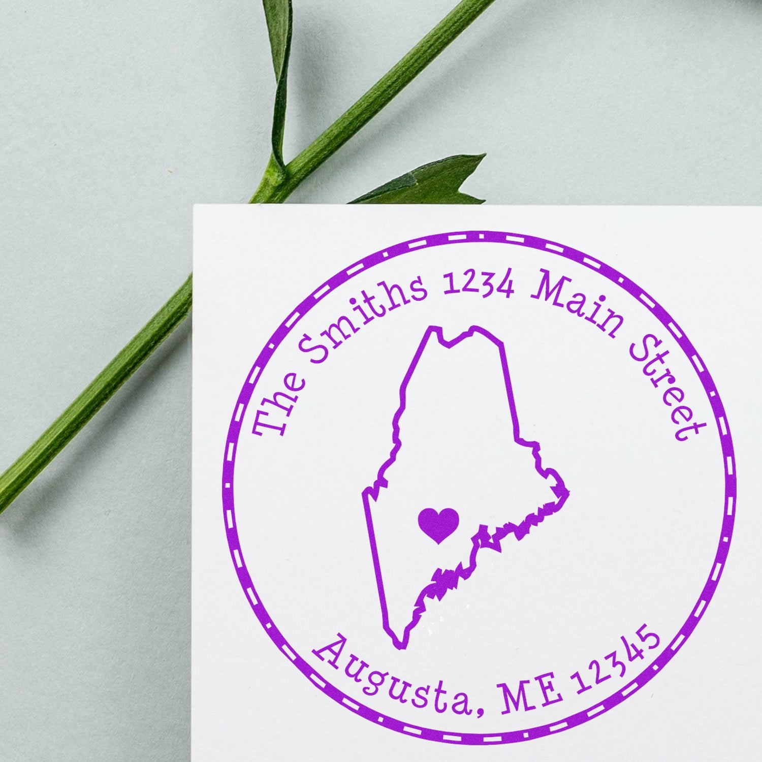 Self-Inking Round Maine State Luv Address Stamp - Engineer Seal Stamps