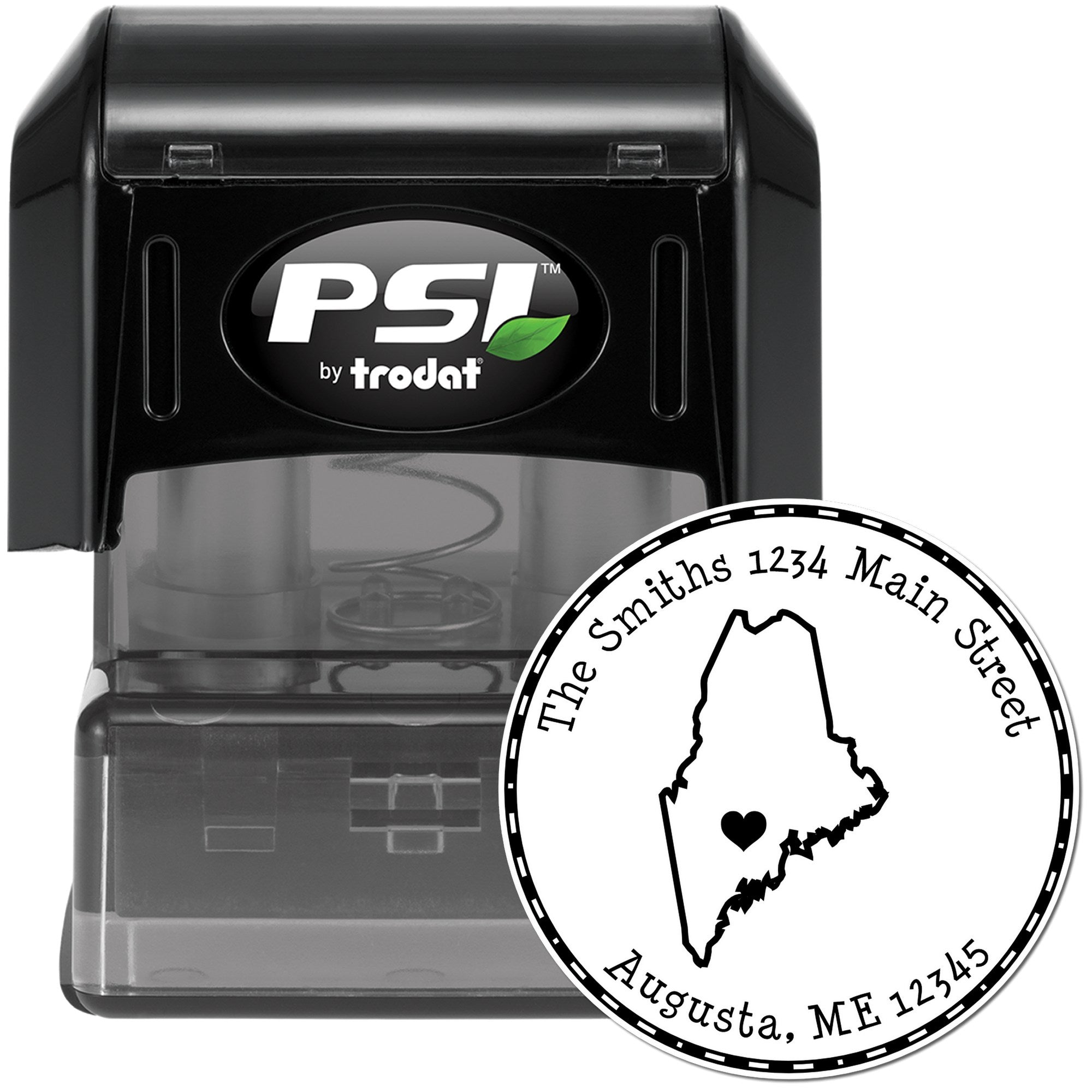 PSI Pre-Inked Round Maine State Luv Address Stamp - Engineer Seal Stamps