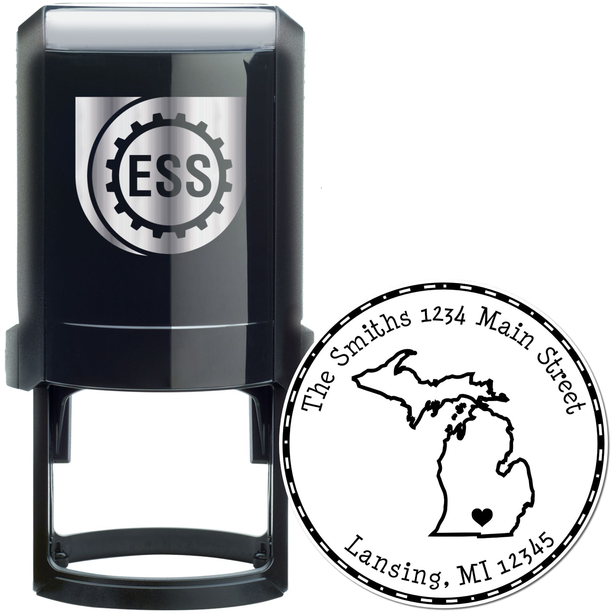 Self-Inking Round Michigan State Luv Address Stamp - Engineer Seal Stamps