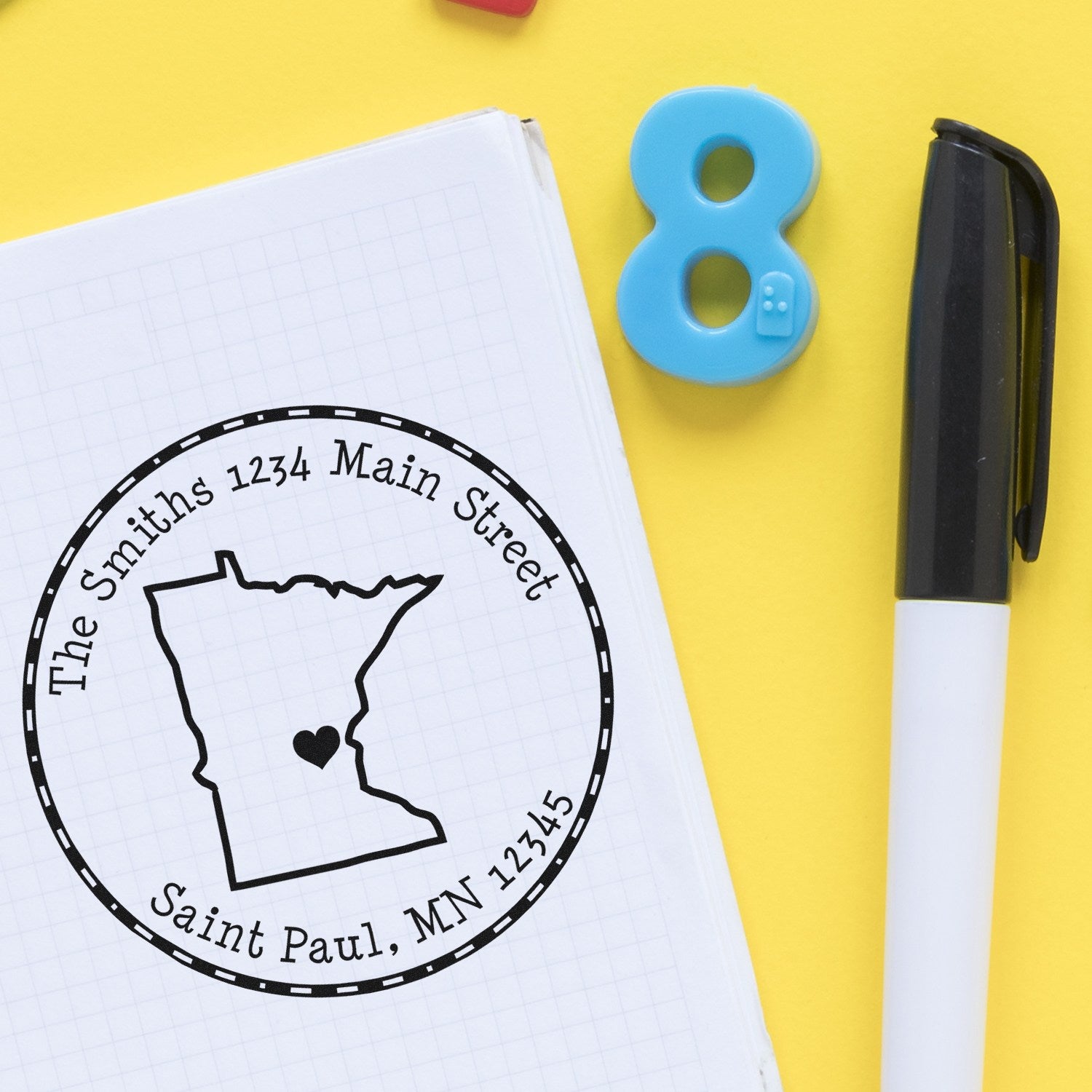 Slim Round Minnesota State Luv Address Stamp - Engineer Seal Stamps