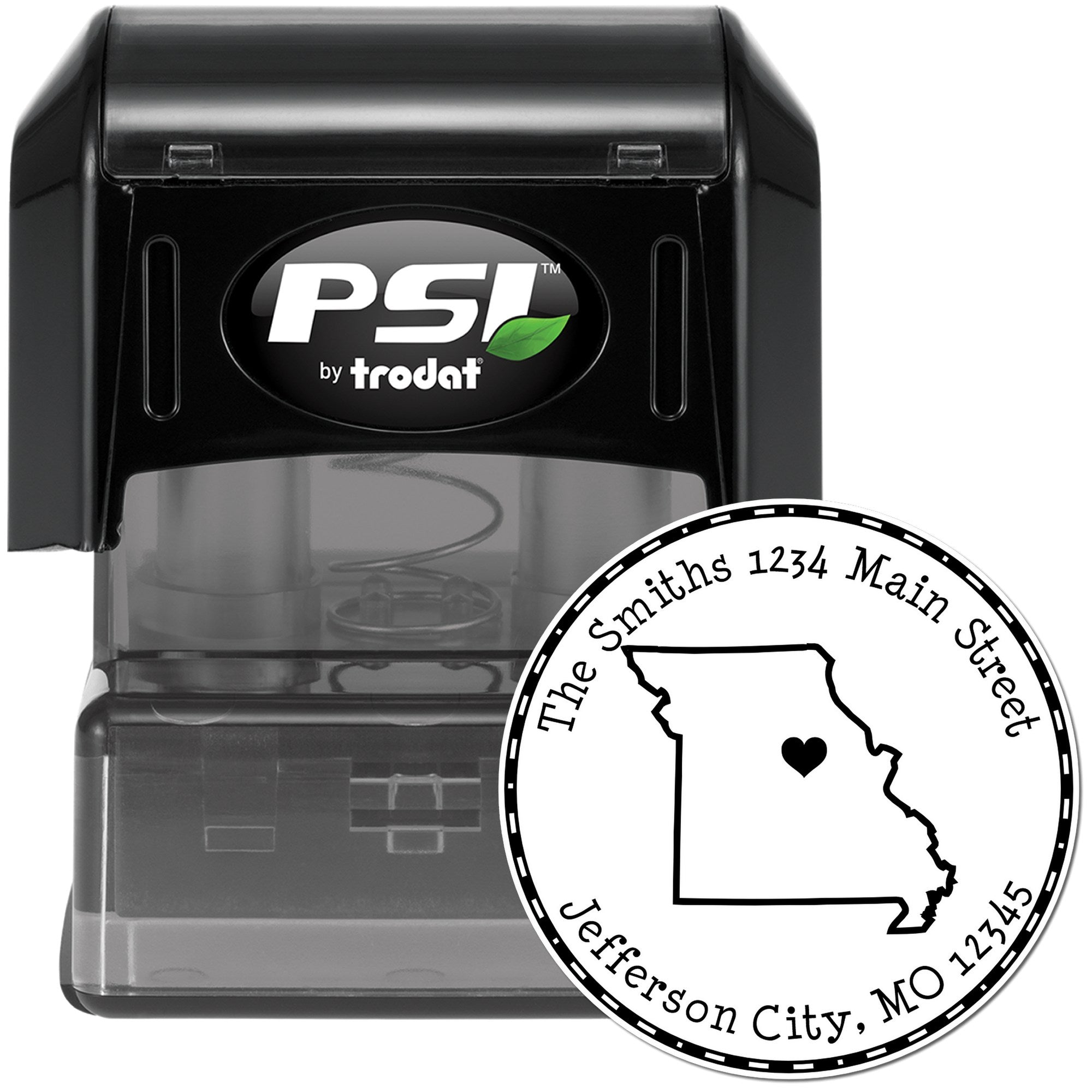 PSI Pre-Inked Round Missouri State Luv Address Stamp - Engineer Seal Stamps