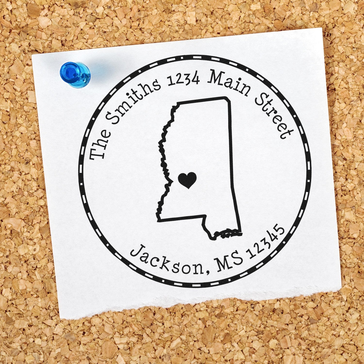 PSI Pre-Inked Round Mississippi State Luv Address Stamp - Engineer Seal Stamps