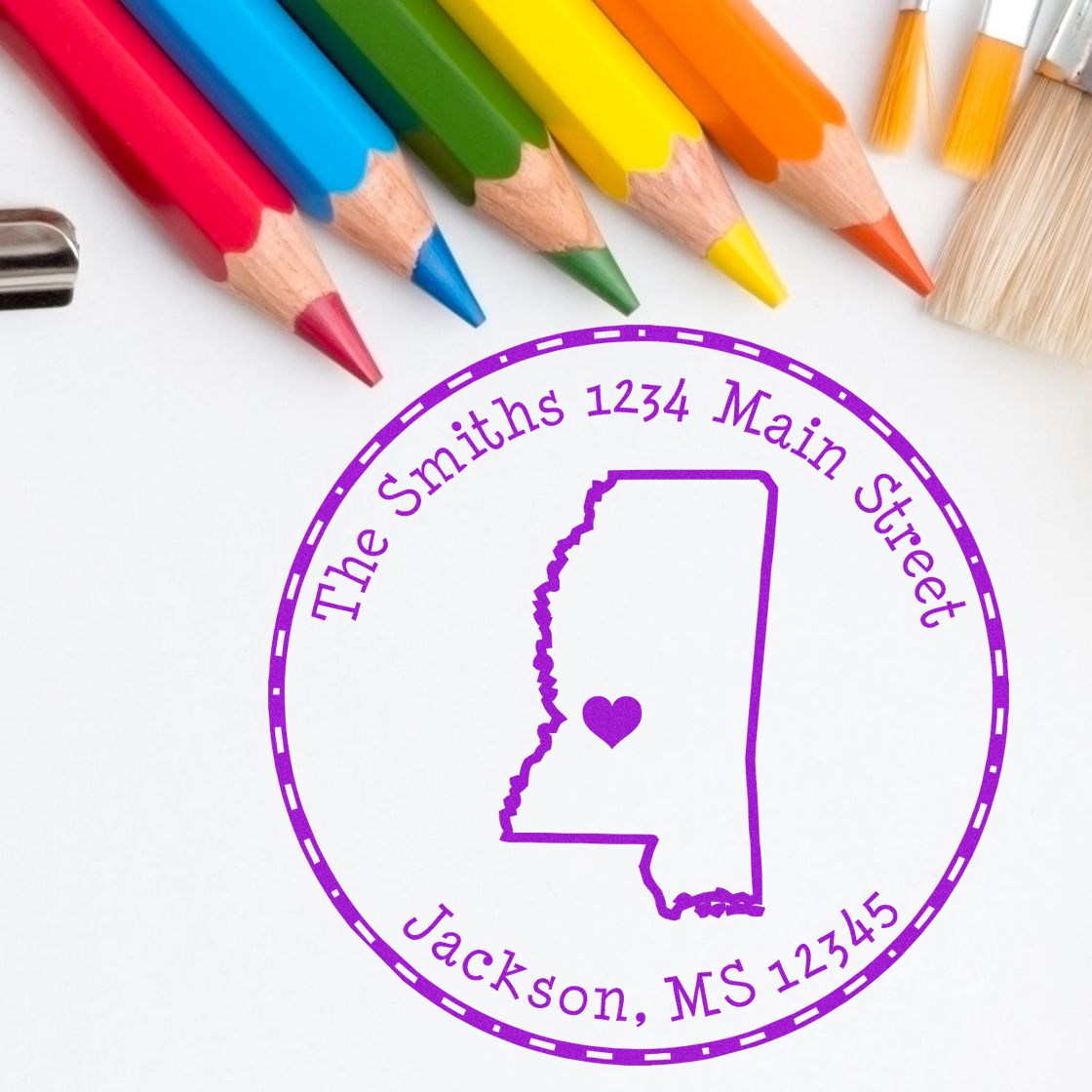 Self-Inking Round Mississippi State Luv Address Stamp - Engineer Seal Stamps