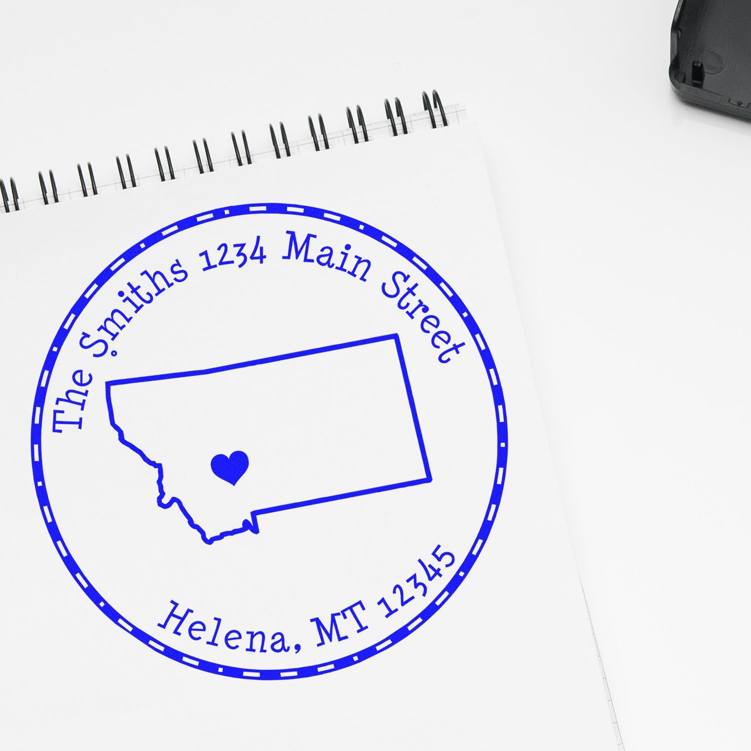 Wood Handle Round Montana State Luv Address Stamp - Engineer Seal Stamps