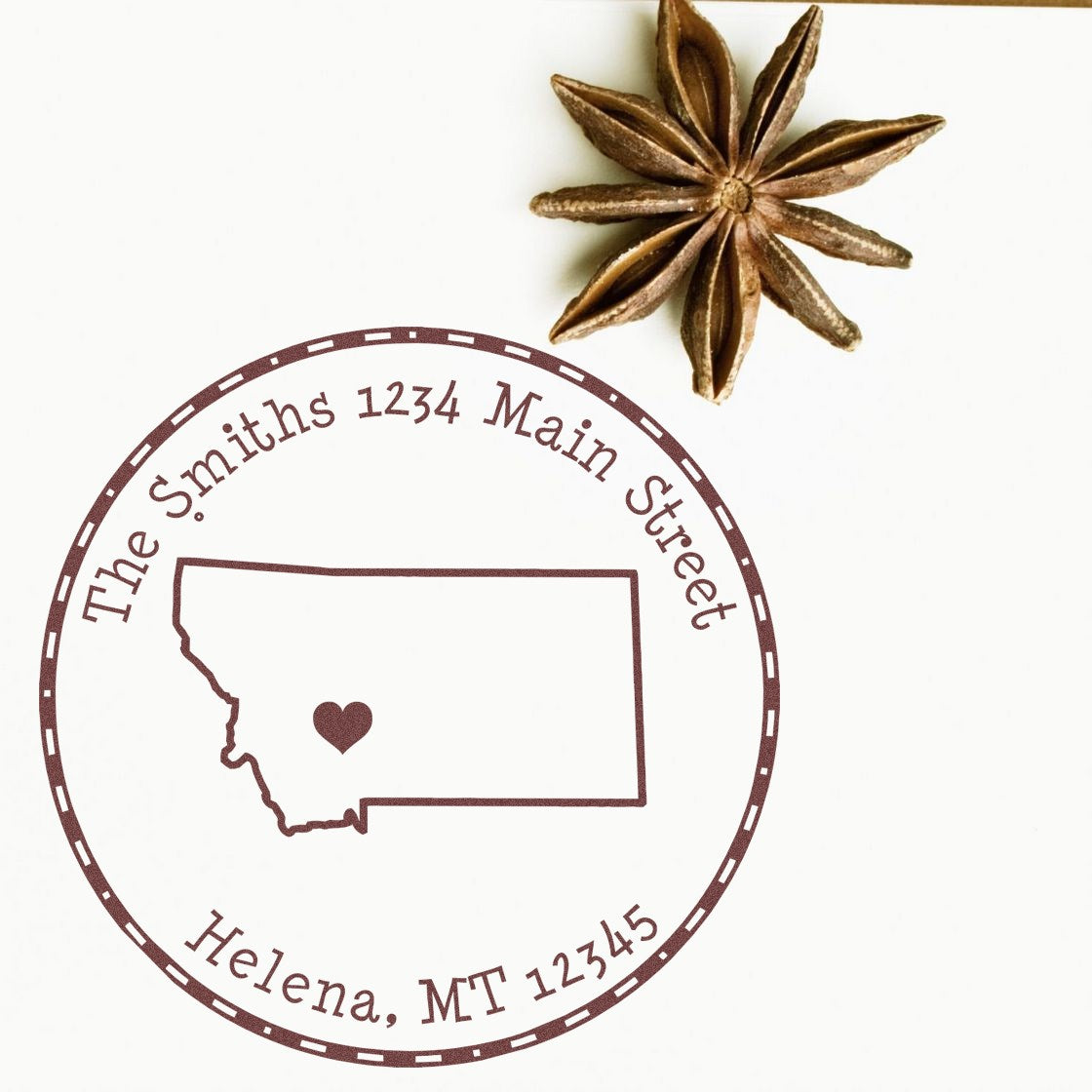 PSI Pre-Inked Round Montana State Luv Address Stamp - Engineer Seal Stamps