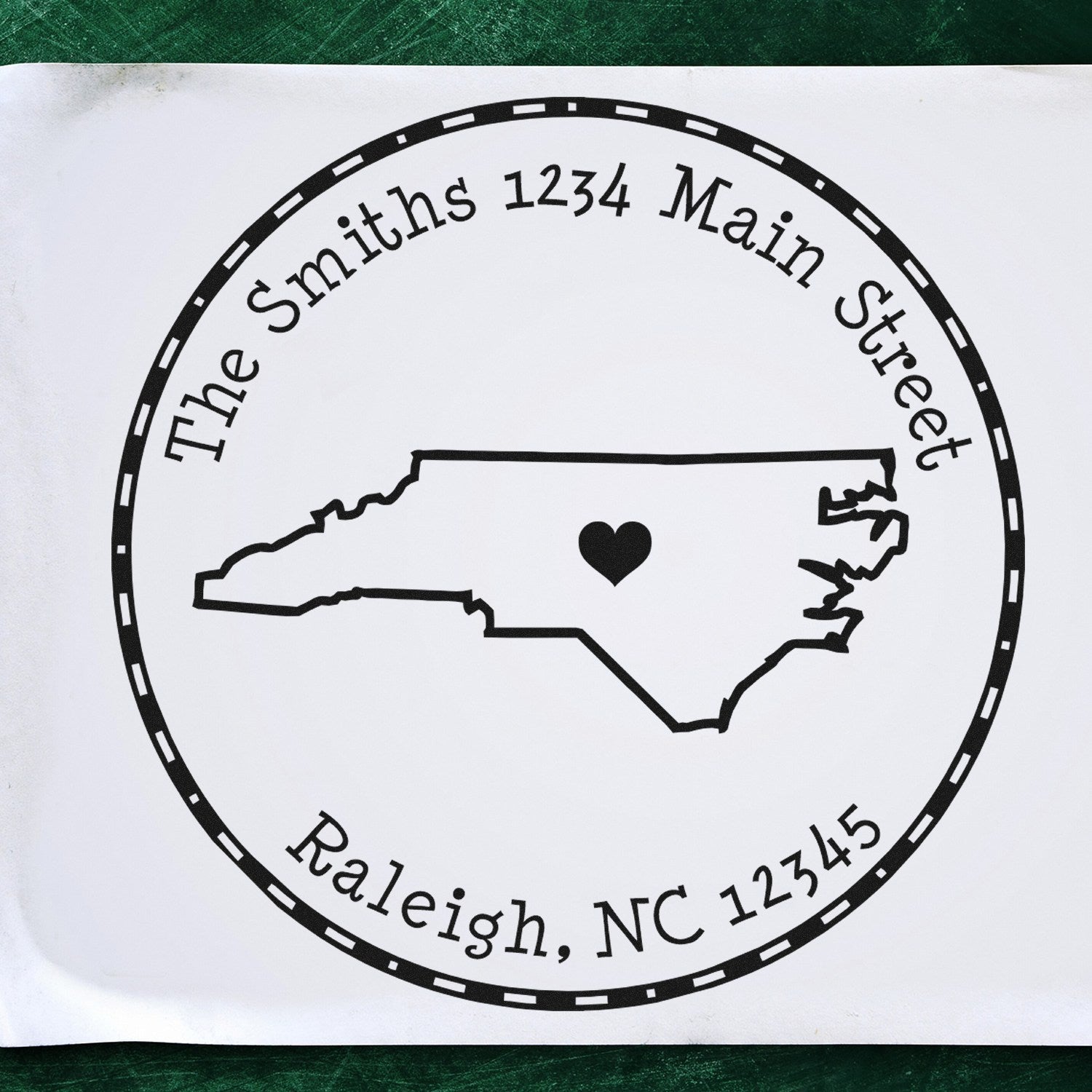 Wood Handle Round North Carolina State Luv Address Stamp - Engineer Seal Stamps