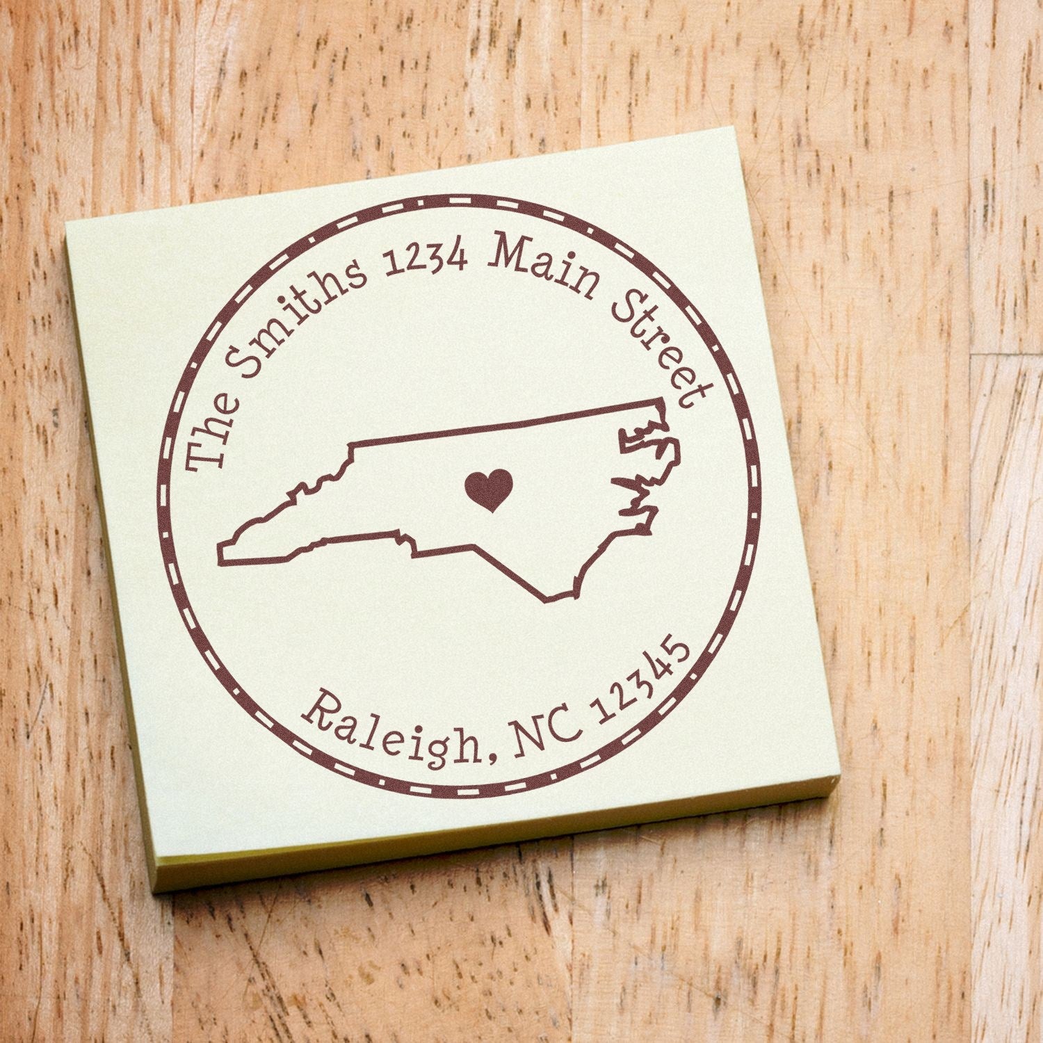 Slim Round North Carolina State Luv Address Stamp - Engineer Seal Stamps