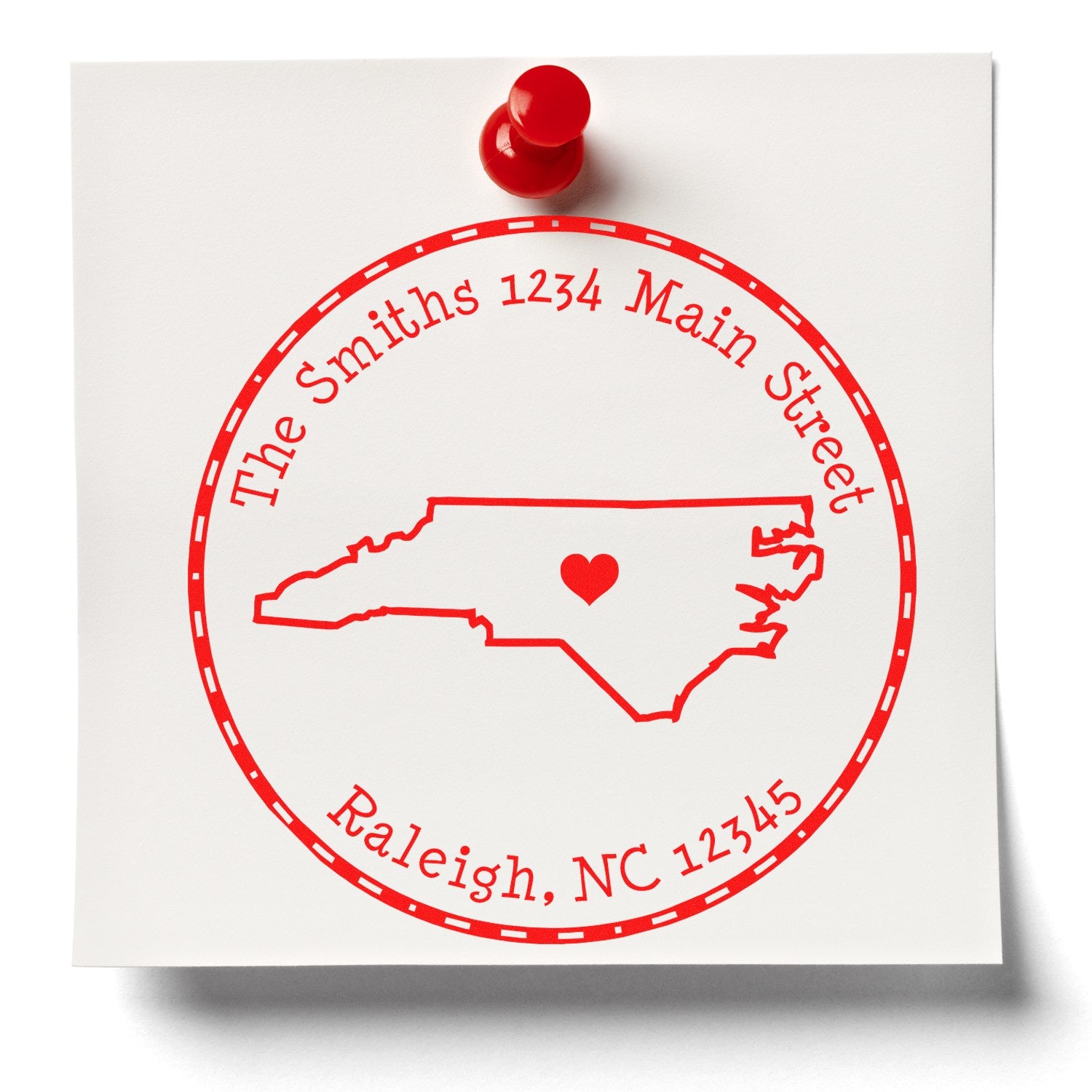 PSI Pre-Inked Round North Carolina State Luv Address Stamp - Engineer Seal Stamps