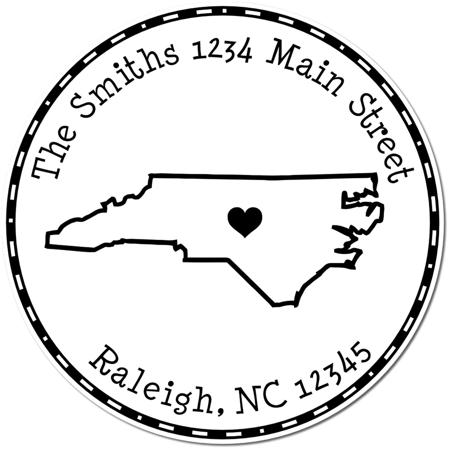 Slim Round North Carolina State Luv Address Stamp - Engineer Seal Stamps