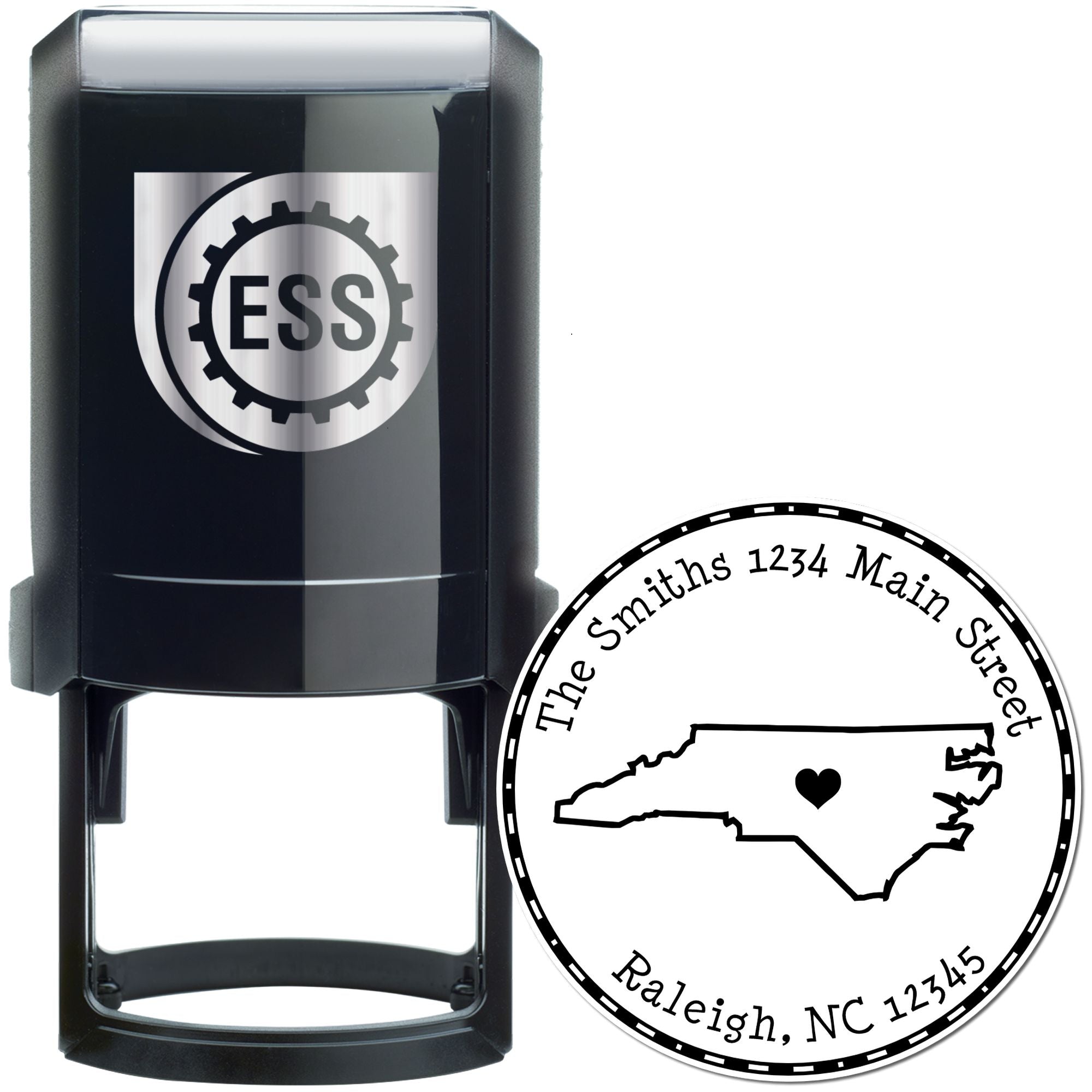 Self-Inking Round North Carolina State Luv Address Stamp - Engineer Seal Stamps