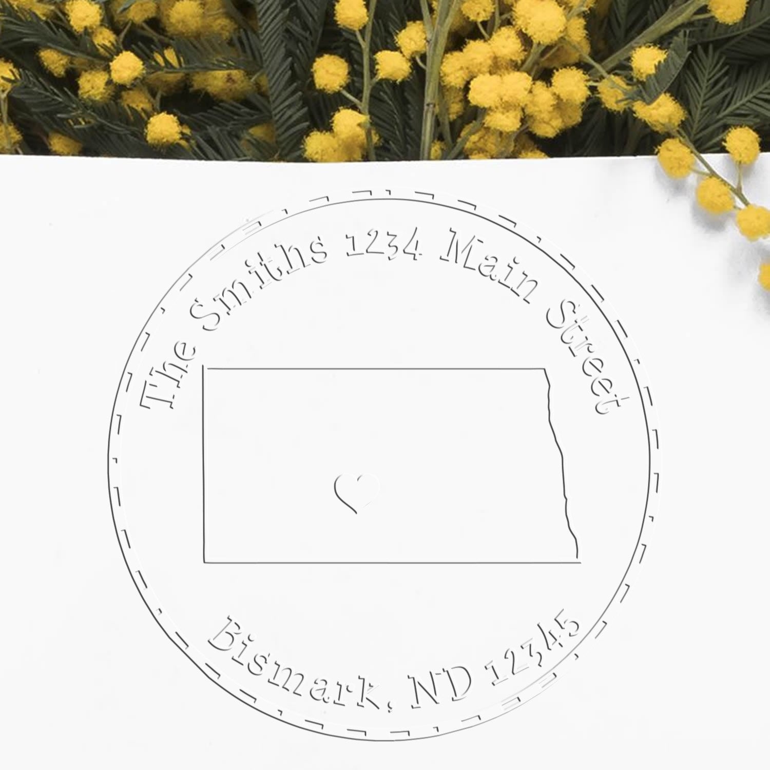 Hybrid North Dakota Personalizable Mail Address Embosser Seal - Engineer Seal Stamps
