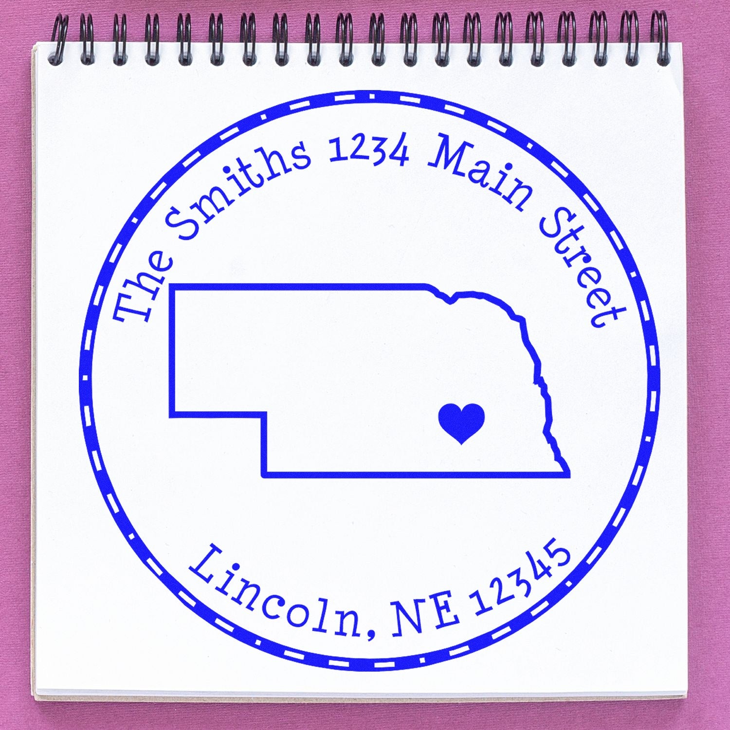 Self-Inking Round Nebraska State Luv Address Stamp - Engineer Seal Stamps
