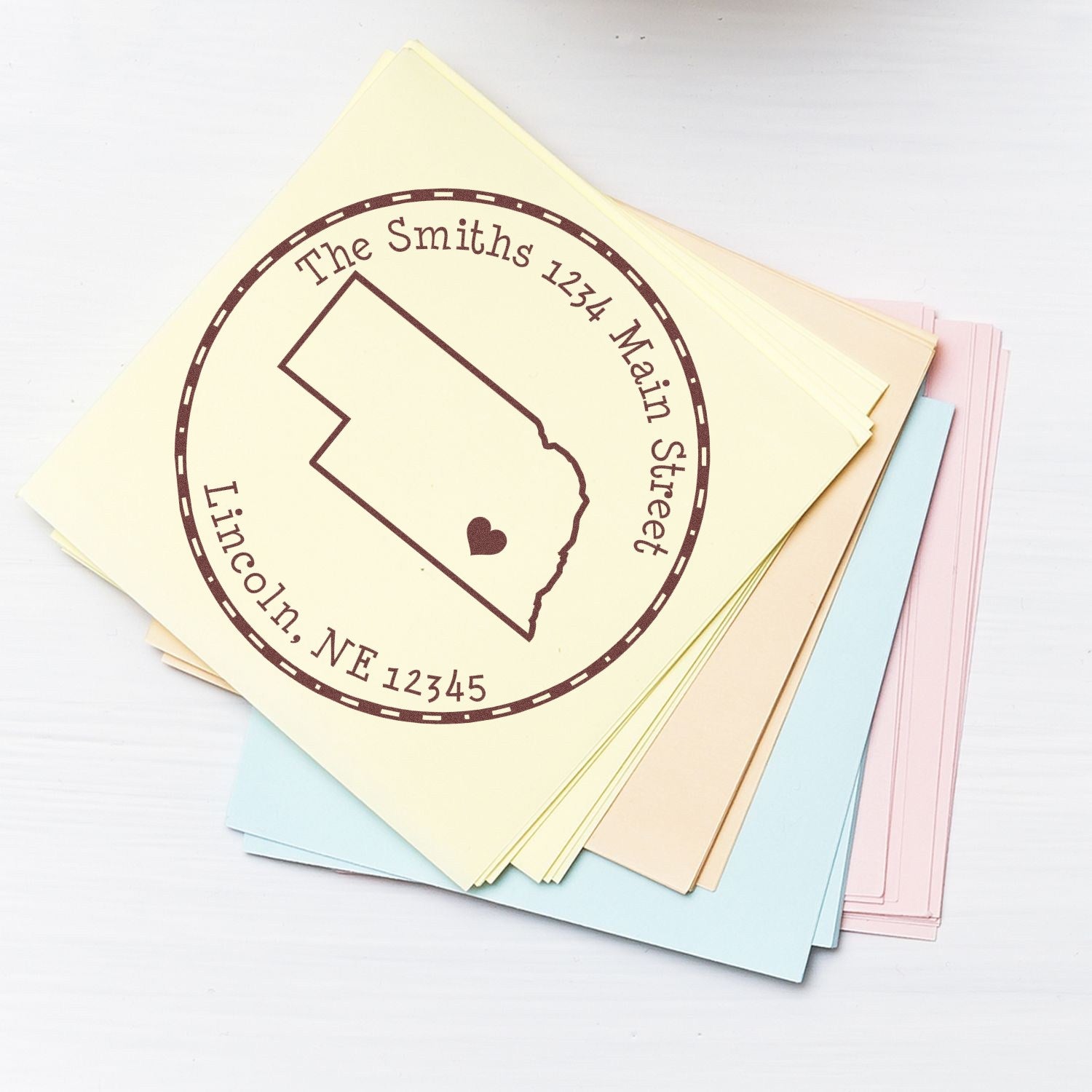 PSI Pre-Inked Round Nebraska State Luv Address Stamp - Engineer Seal Stamps