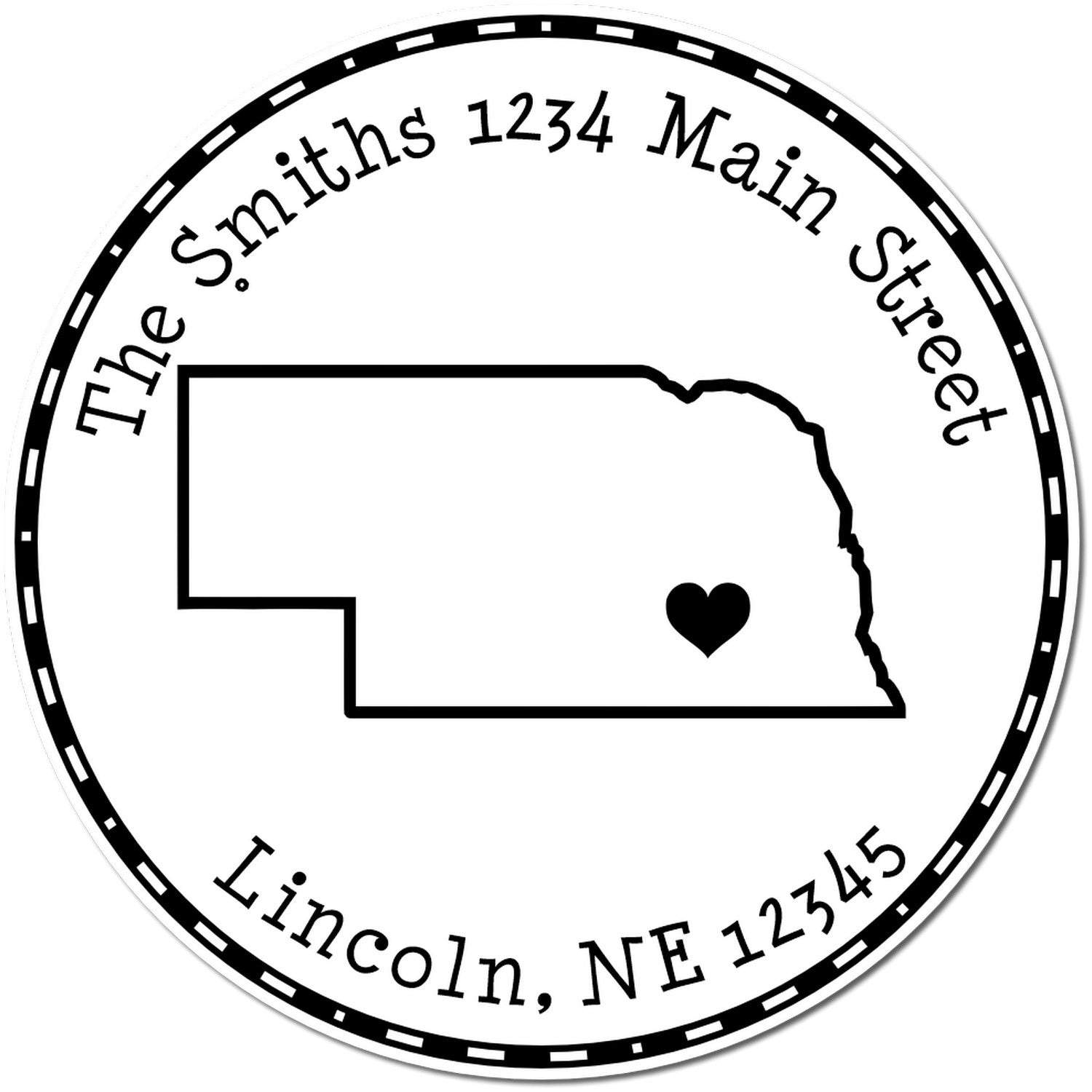 PSI Pre-Inked Round Nebraska State Luv Address Stamp - Engineer Seal Stamps