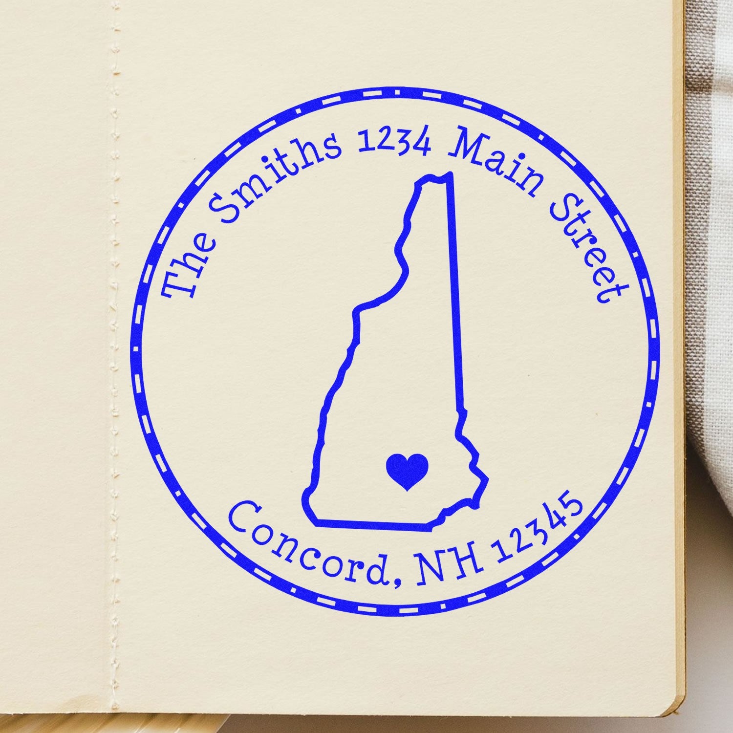 Slim Round New Hampshire State Luv Address Stamp - Engineer Seal Stamps