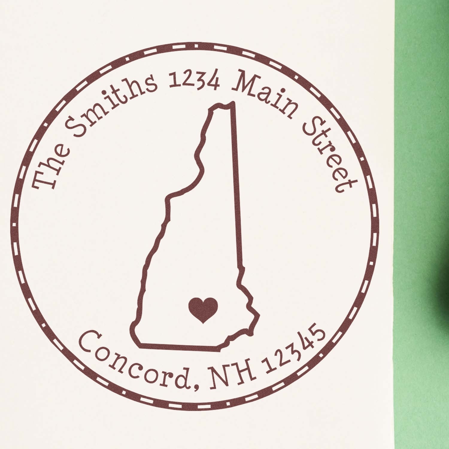 Wood Handle Round New Hampshire State Luv Address Stamp - Engineer Seal Stamps