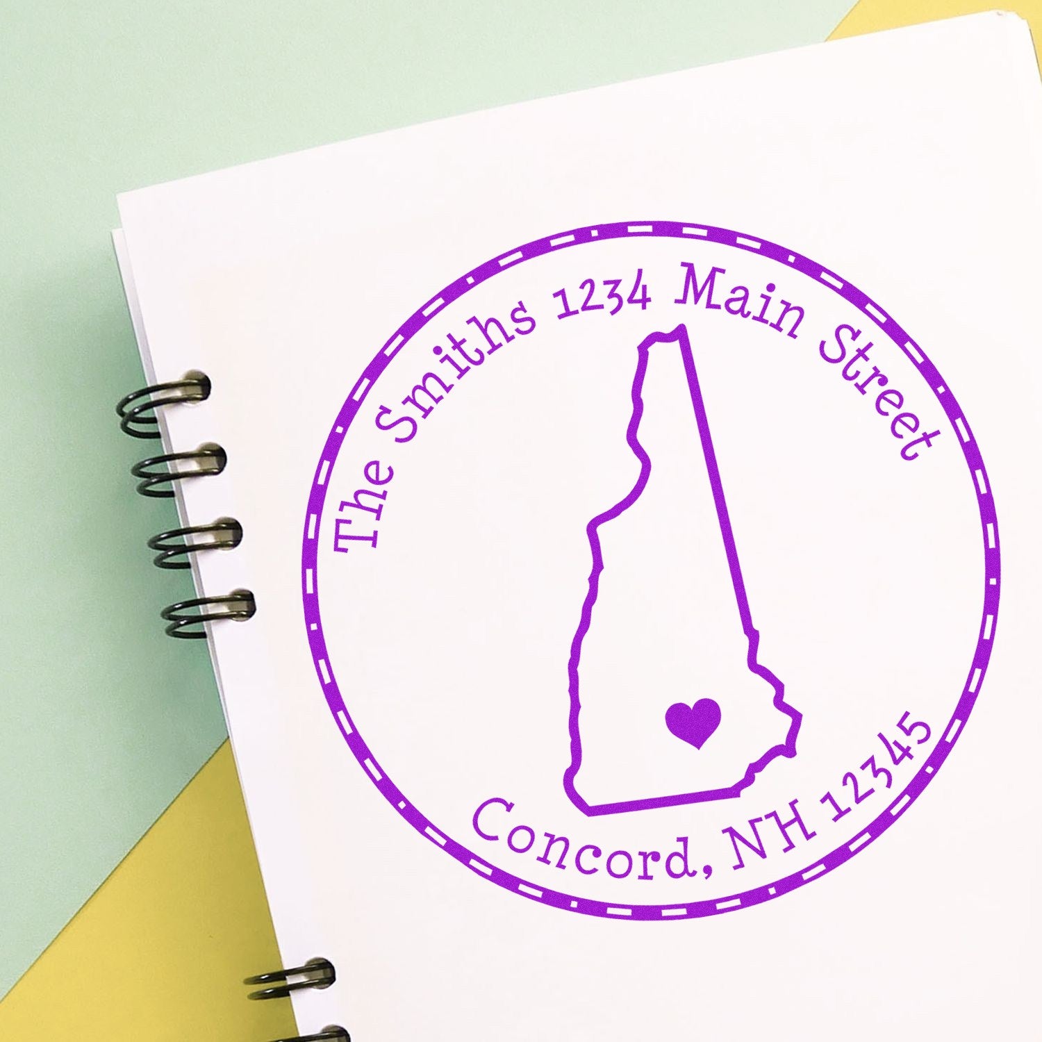 PSI Pre-Inked Round New Hampshire State Luv Address Stamp - Engineer Seal Stamps