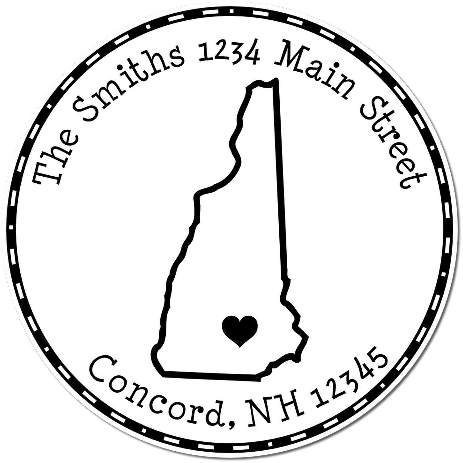 Wood Handle Round New Hampshire State Luv Address Stamp - Engineer Seal Stamps