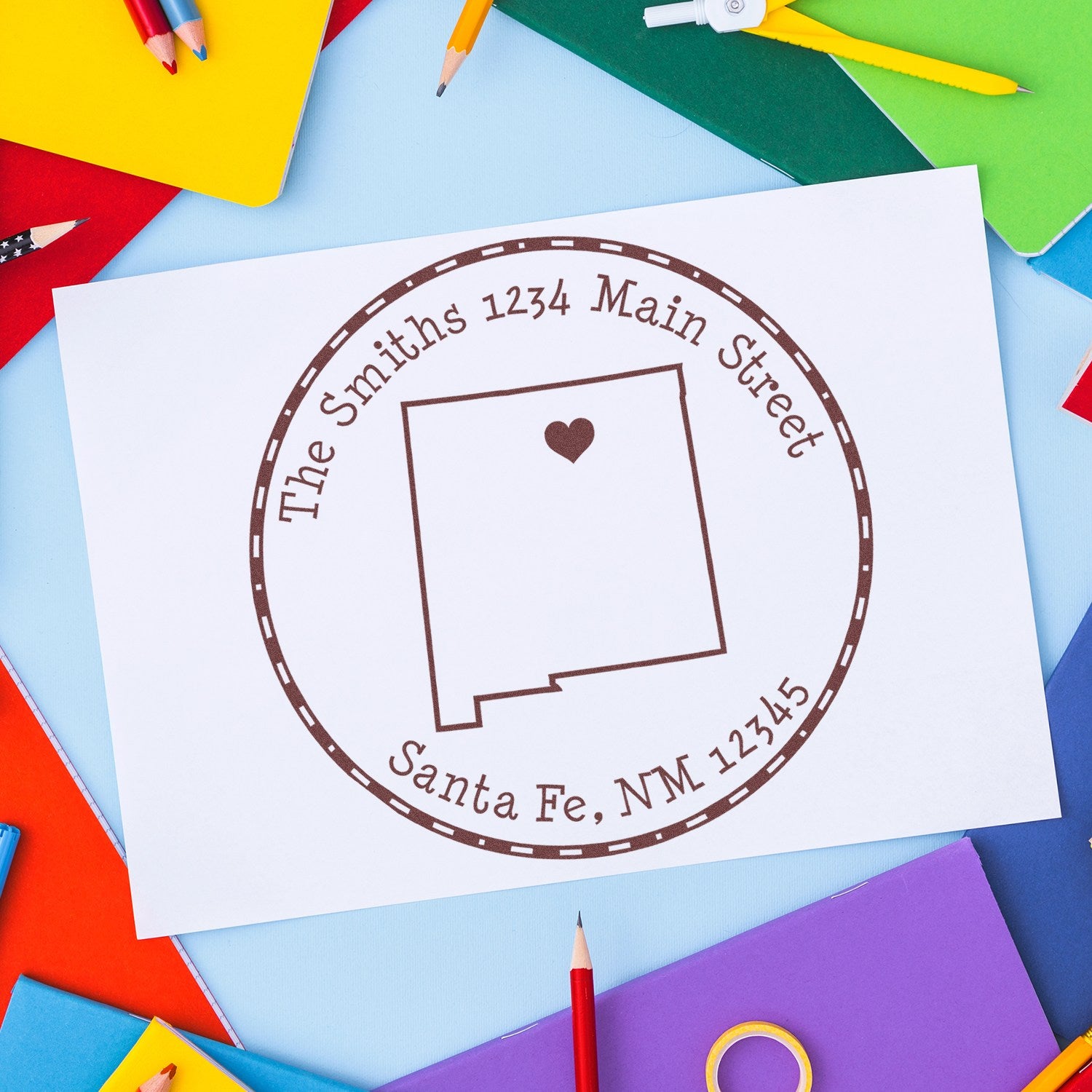 Self-Inking Round New Mexico State Luv Address Stamp - Engineer Seal Stamps