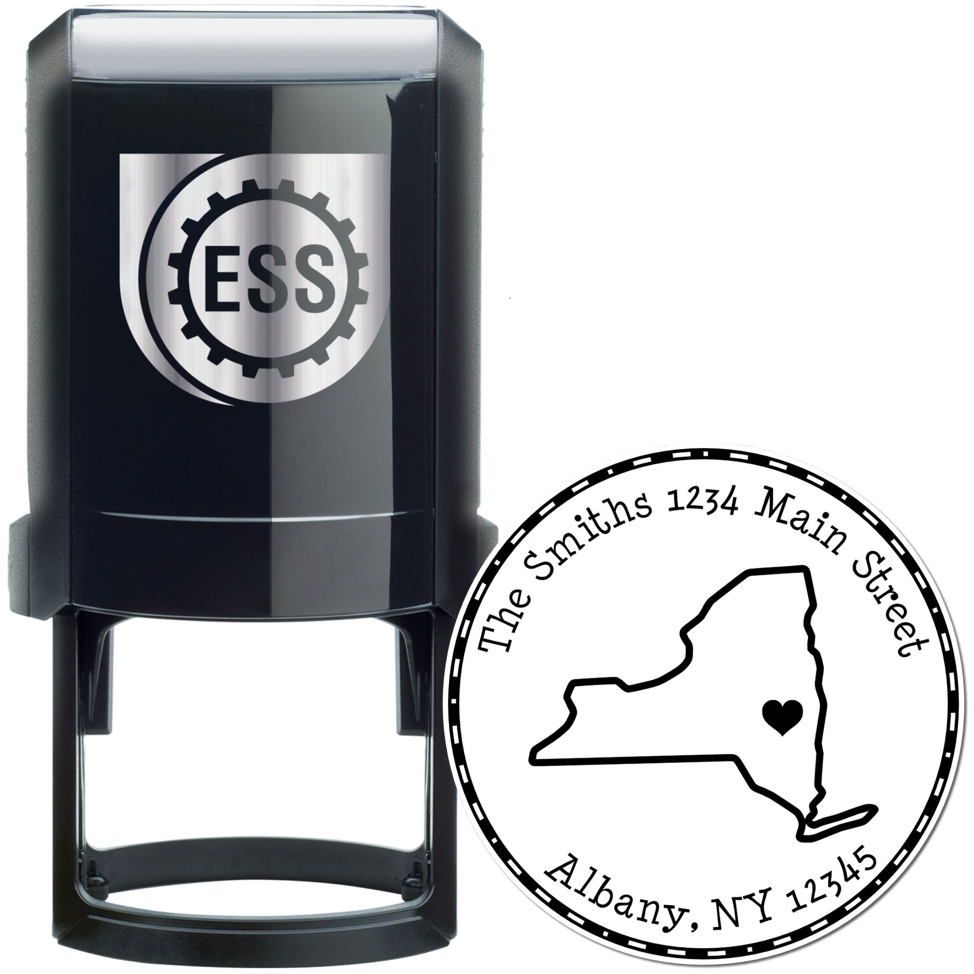 Self-Inking Round New York State Luv Address Stamp - Engineer Seal Stamps