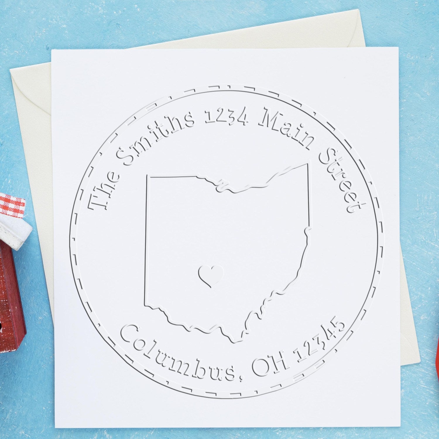 Soft OH State Love Customized Address Return Embosser