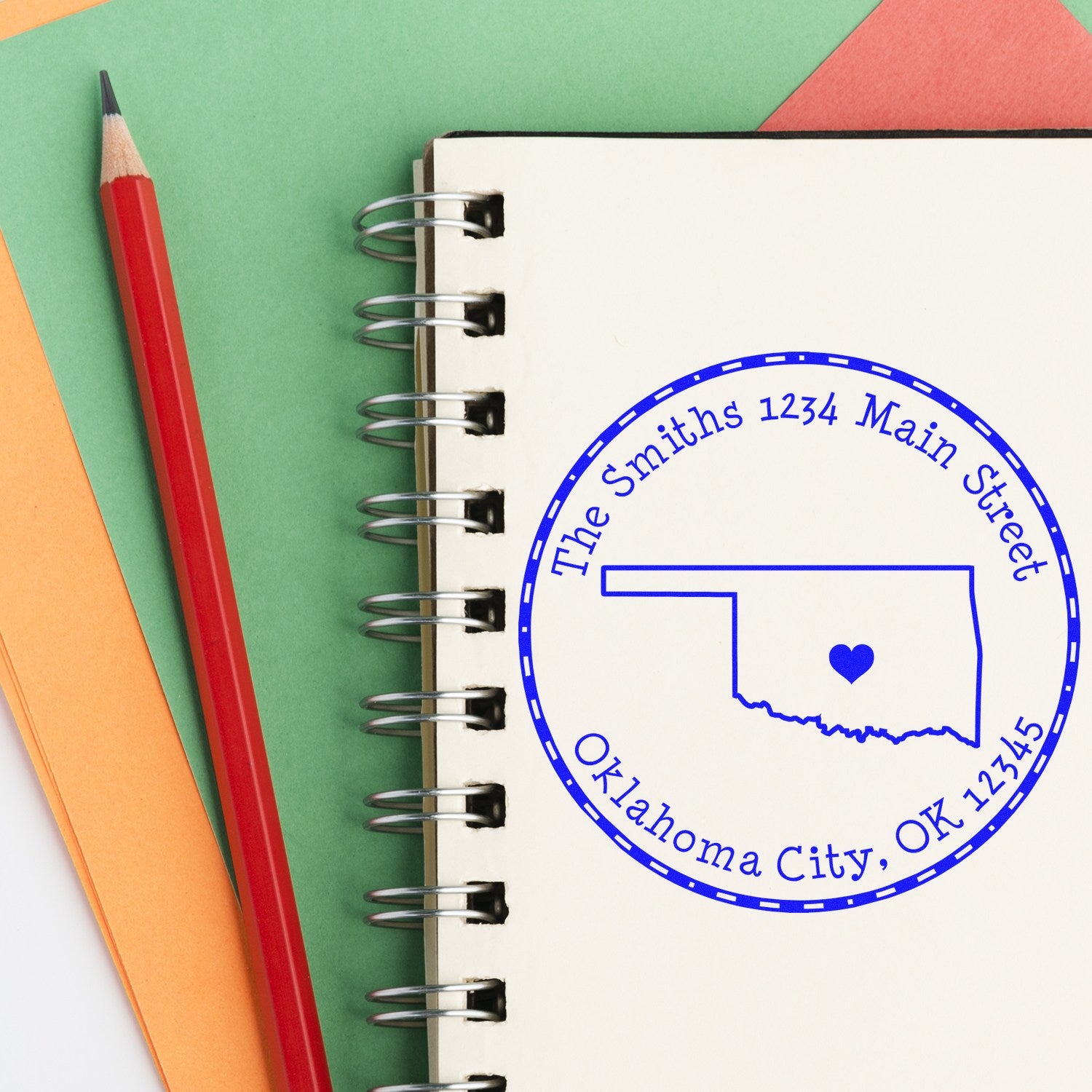 Wood Handle Round Oklahoma State Luv Address Stamp - Engineer Seal Stamps
