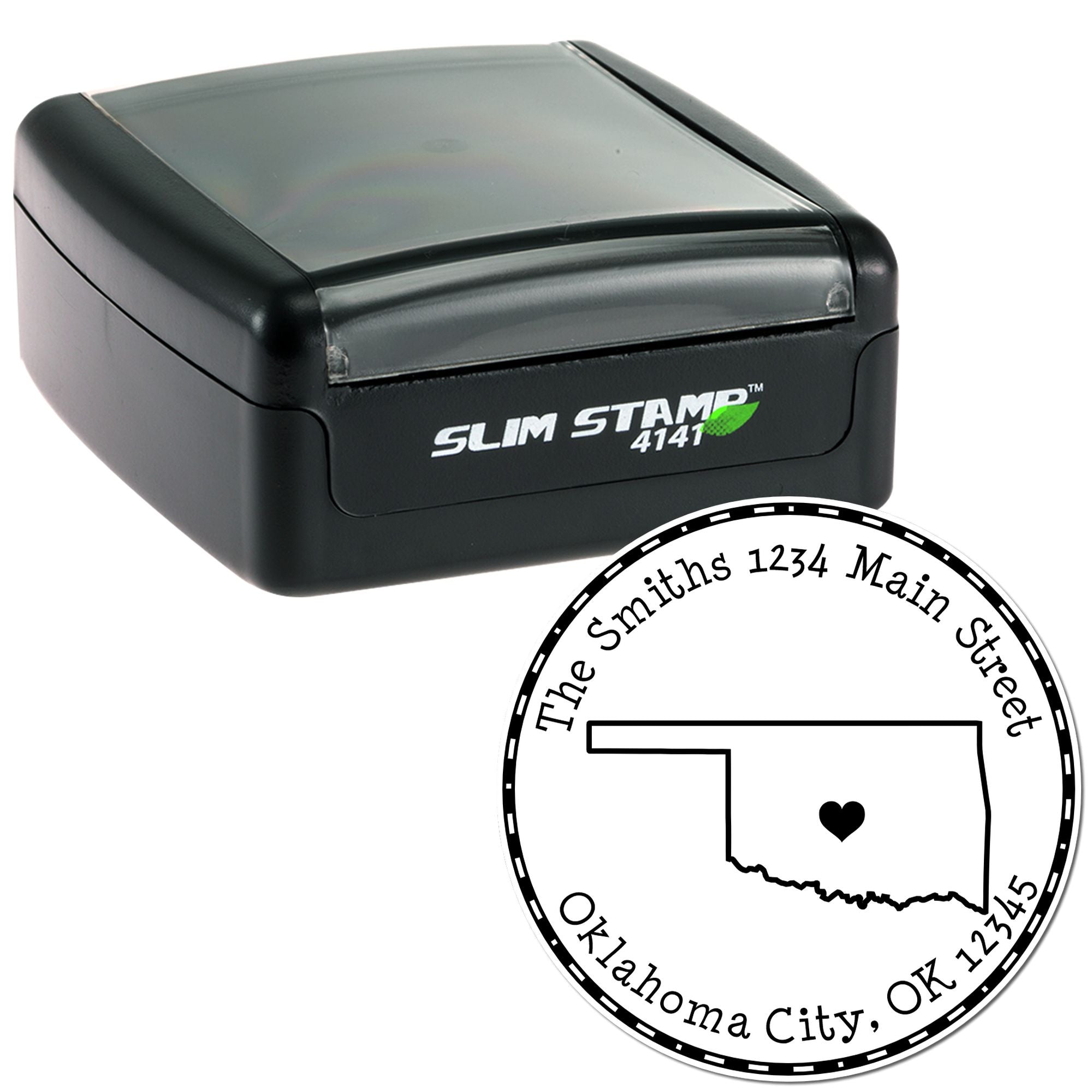 Slim Round Oklahoma State Luv Address Stamp - Engineer Seal Stamps