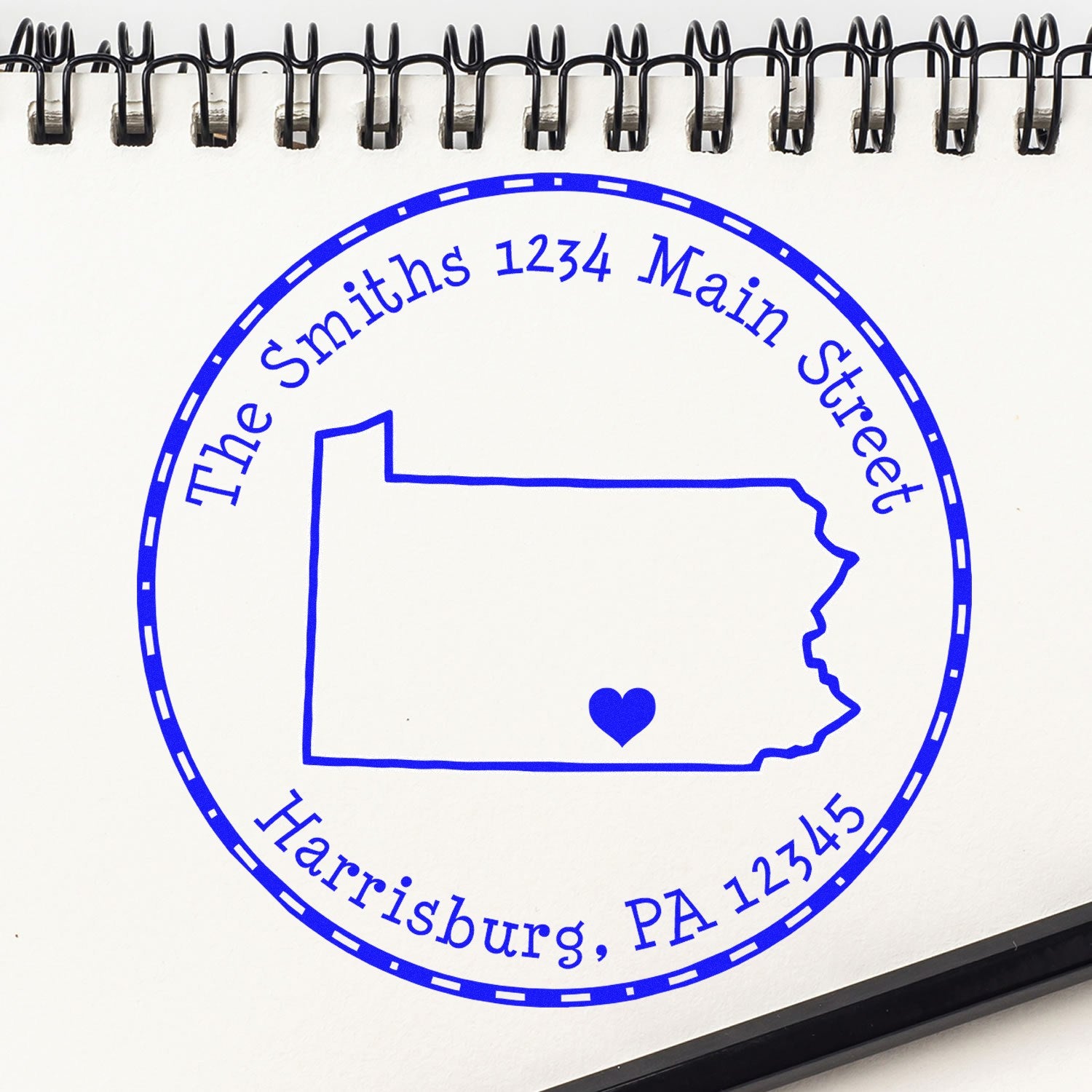 Slim Round Pennsylvania State Luv Address Stamp - Engineer Seal Stamps