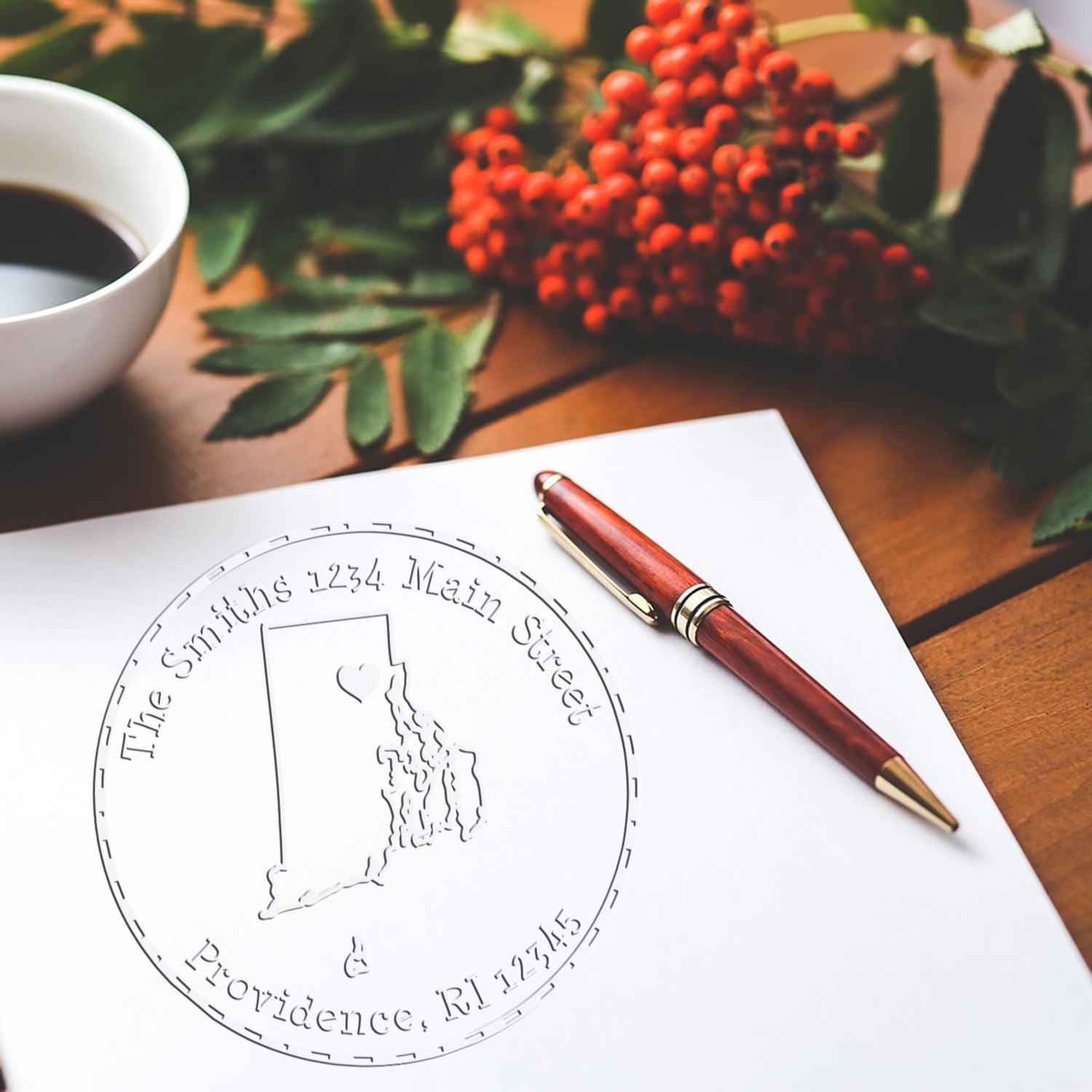 Hybrid Rhode Island Personalizable Mail Address Embossing Seal - Engineer Seal Stamps