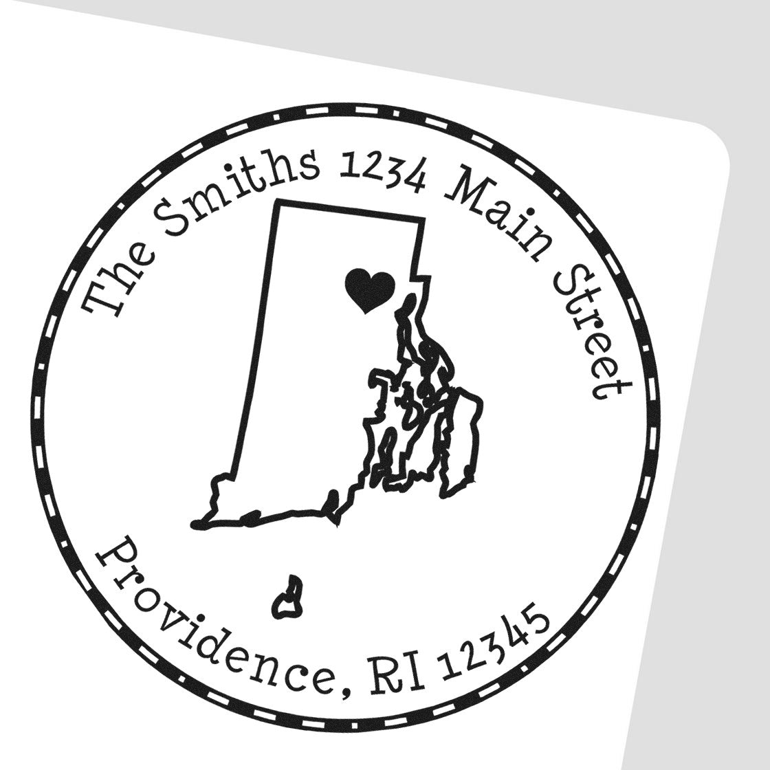 Wood Handle Round Rhode Island State Luv Address Stamp - Engineer Seal Stamps