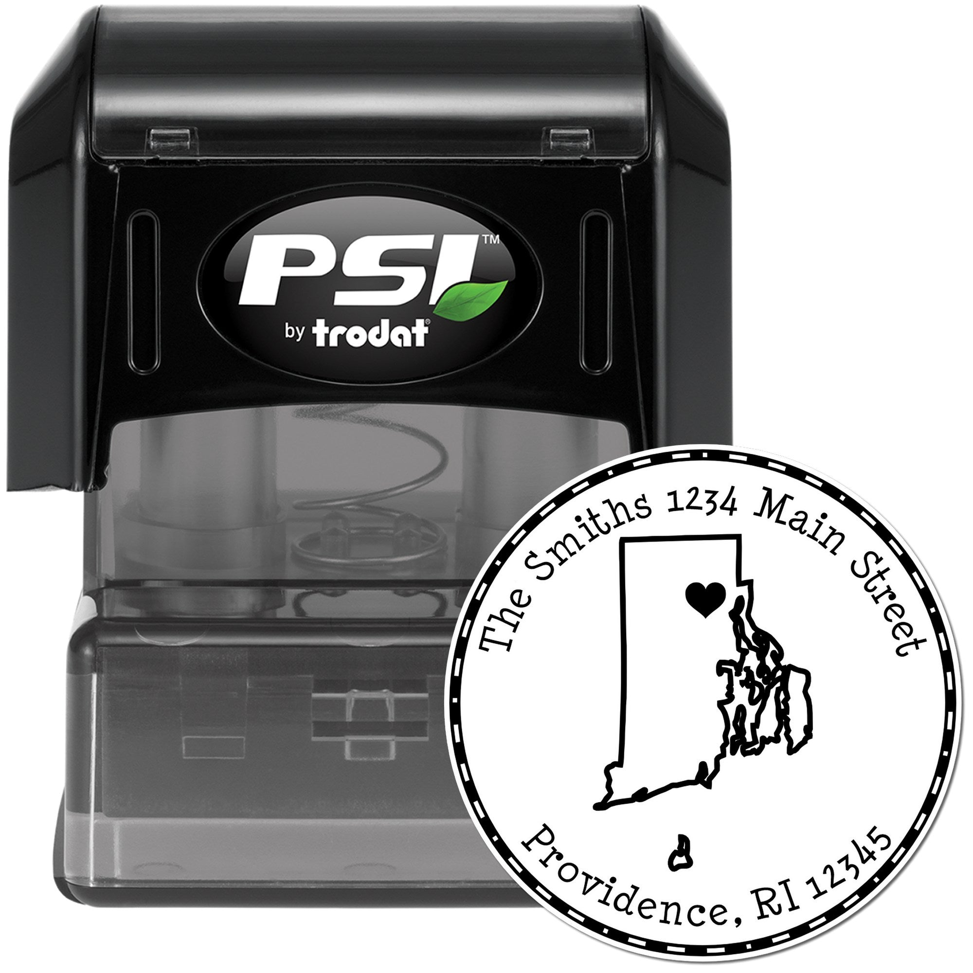 PSI Pre-Inked Round Rhode Island State Luv Address Stamp - Engineer Seal Stamps