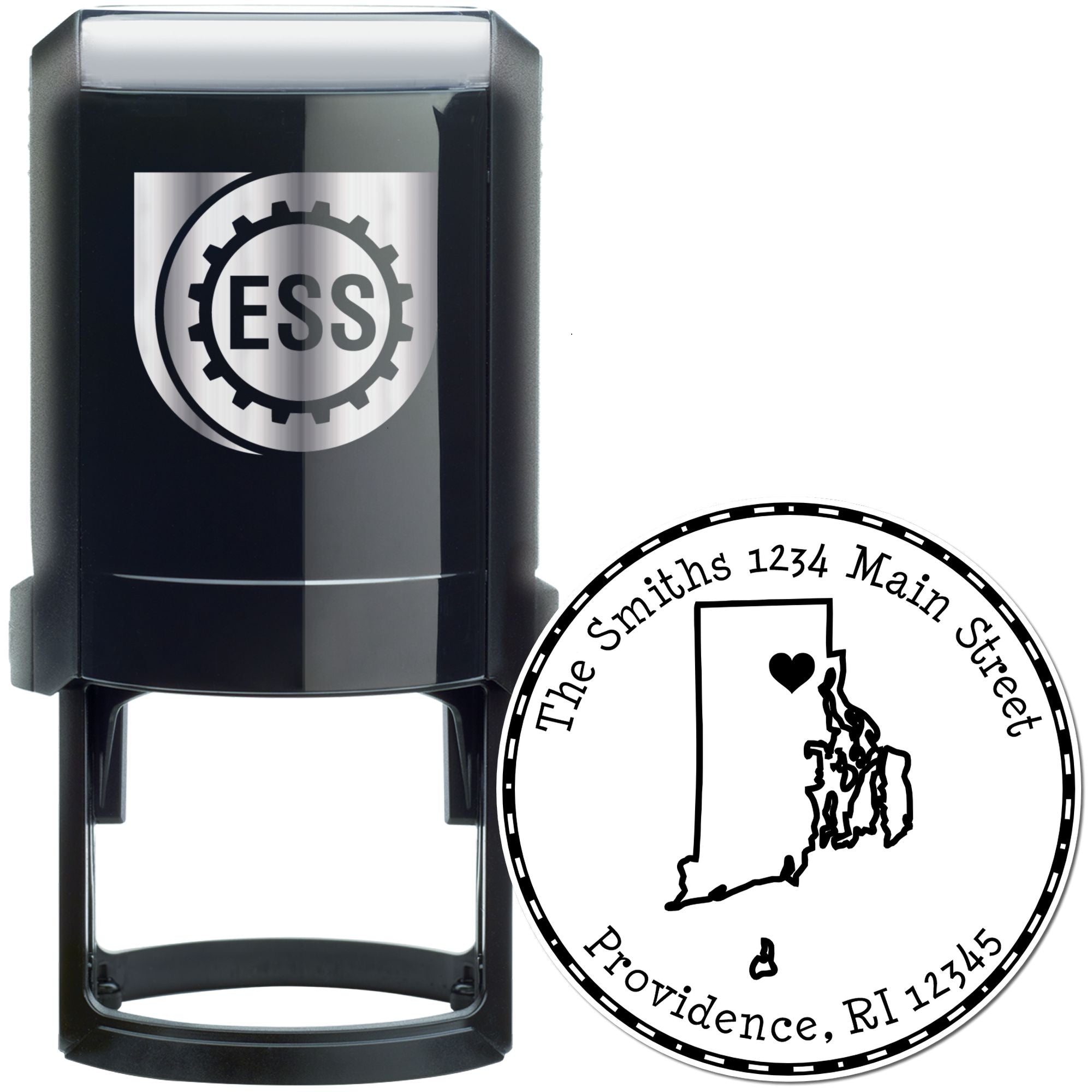 Self-Inking Round Rhode Island State Luv Address Stamp - Engineer Seal Stamps