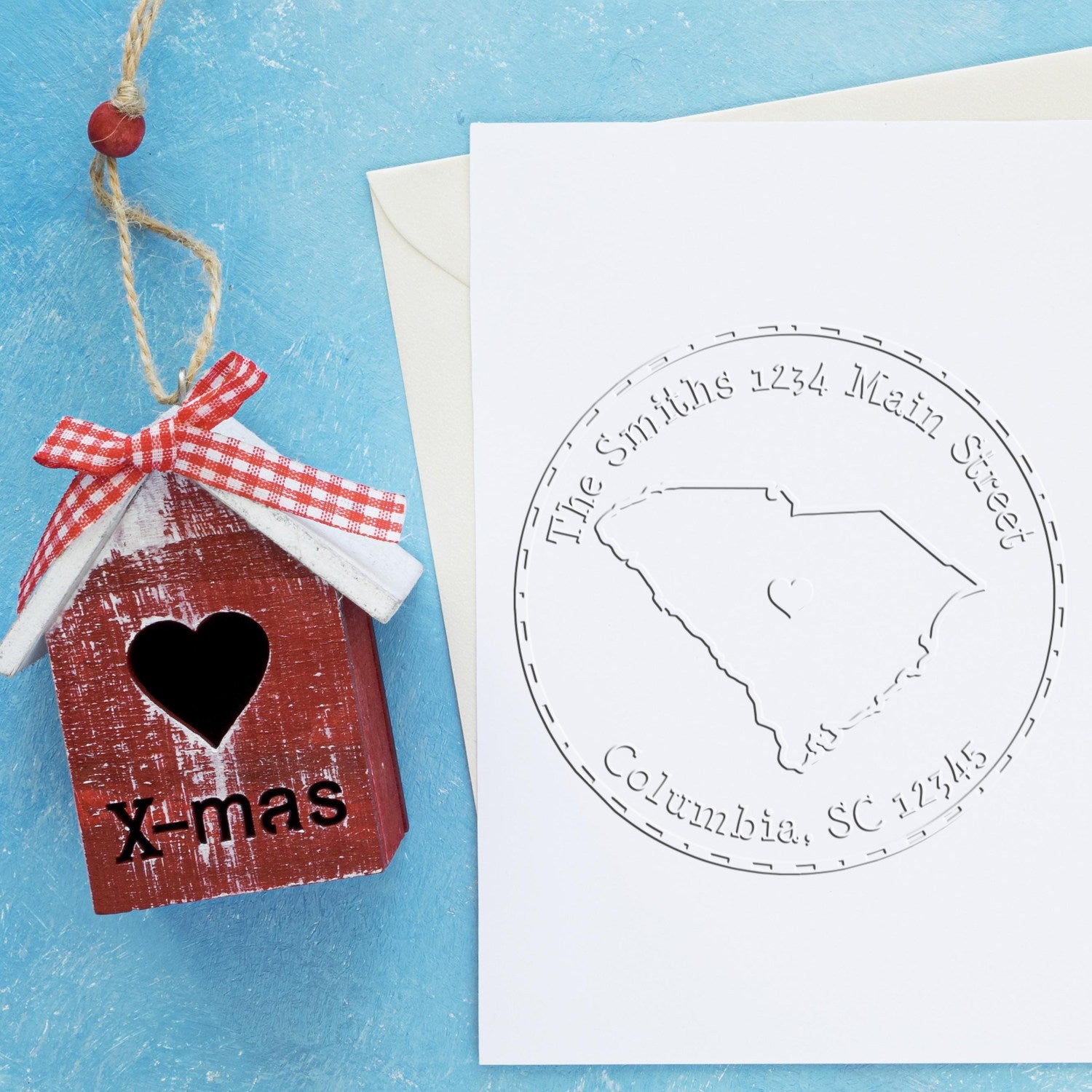 Soft SC State Love Customized Address Return Embossed Seal