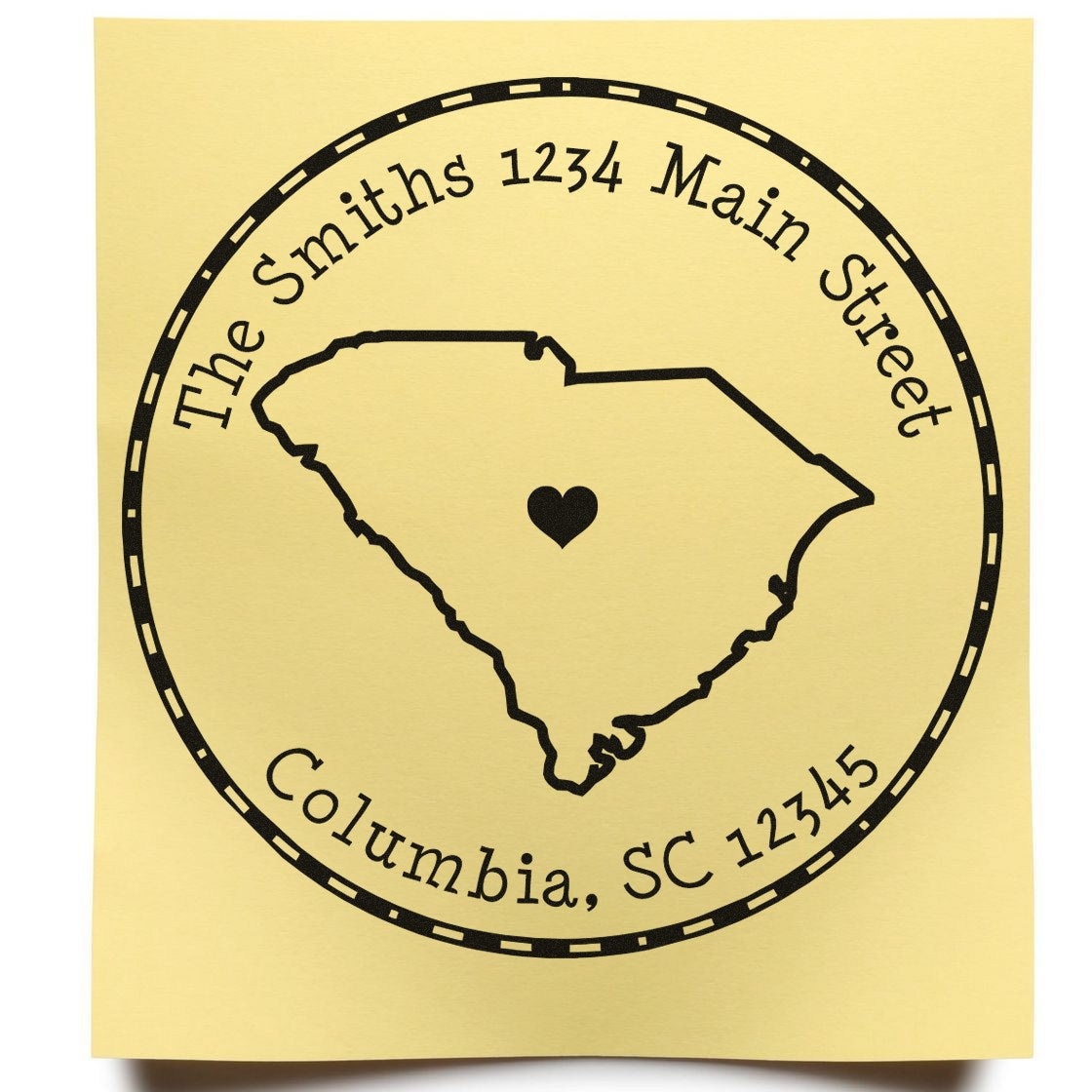 Wood Handle Round South Carolina State Luv Address Stamp - Engineer Seal Stamps