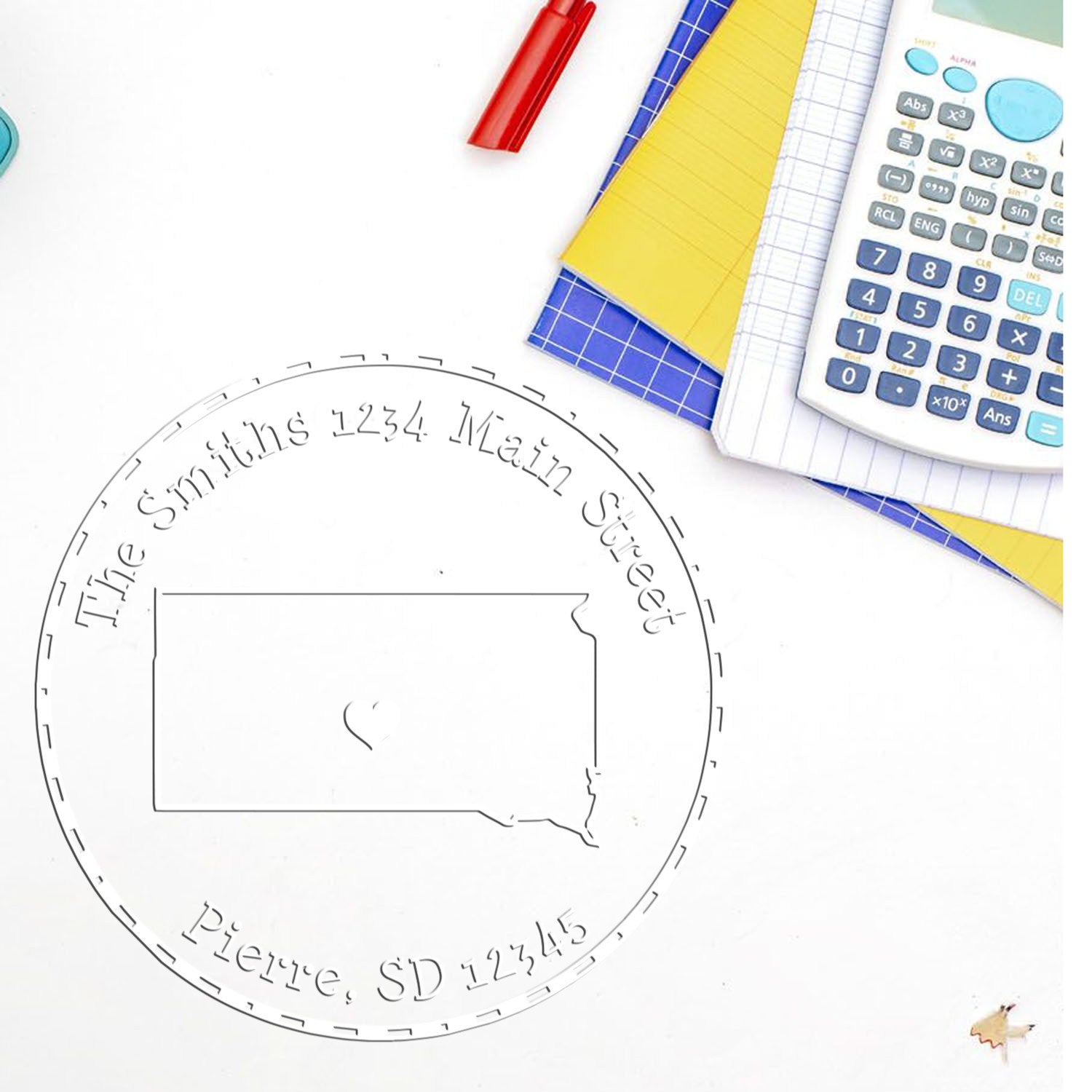 Soft SD State Love Customized Address Return Embossing Seal