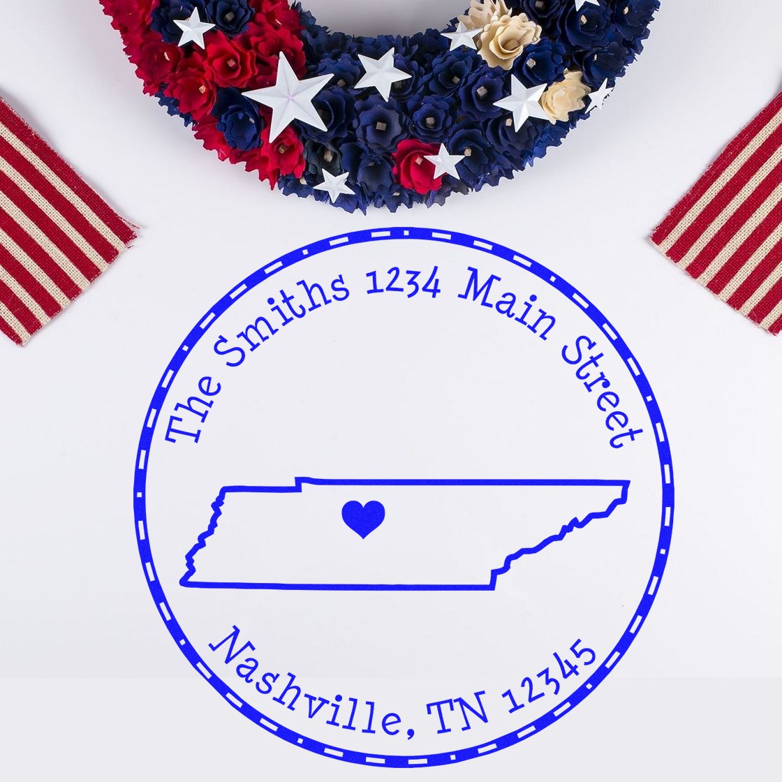 PSI Pre-Inked Round Tennessee State Luv Address Stamp - Engineer Seal Stamps