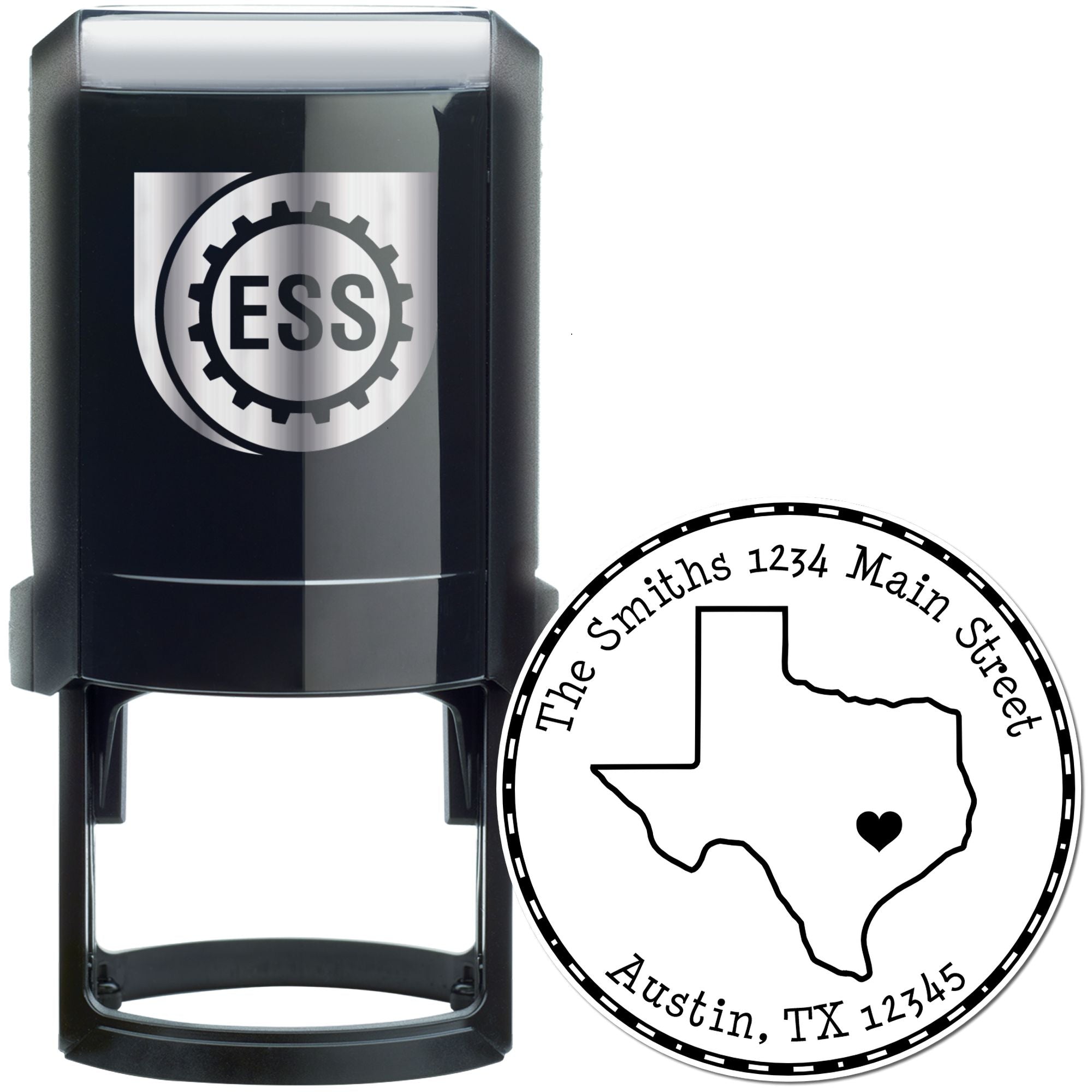 Self-Inking Round Texas State Luv Address Stamp - Engineer Seal Stamps