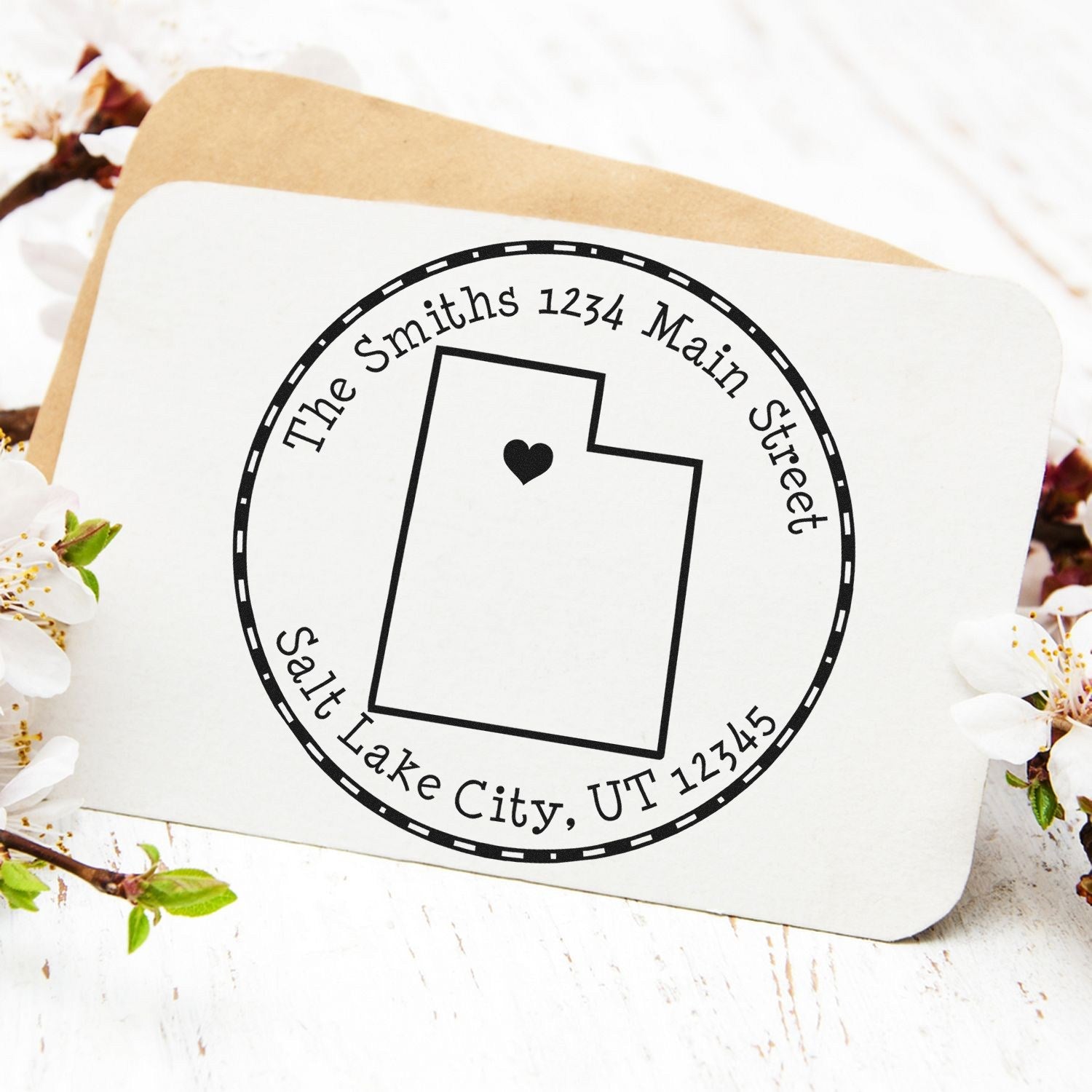 Slim Round Utah State Luv Address Stamp - Engineer Seal Stamps