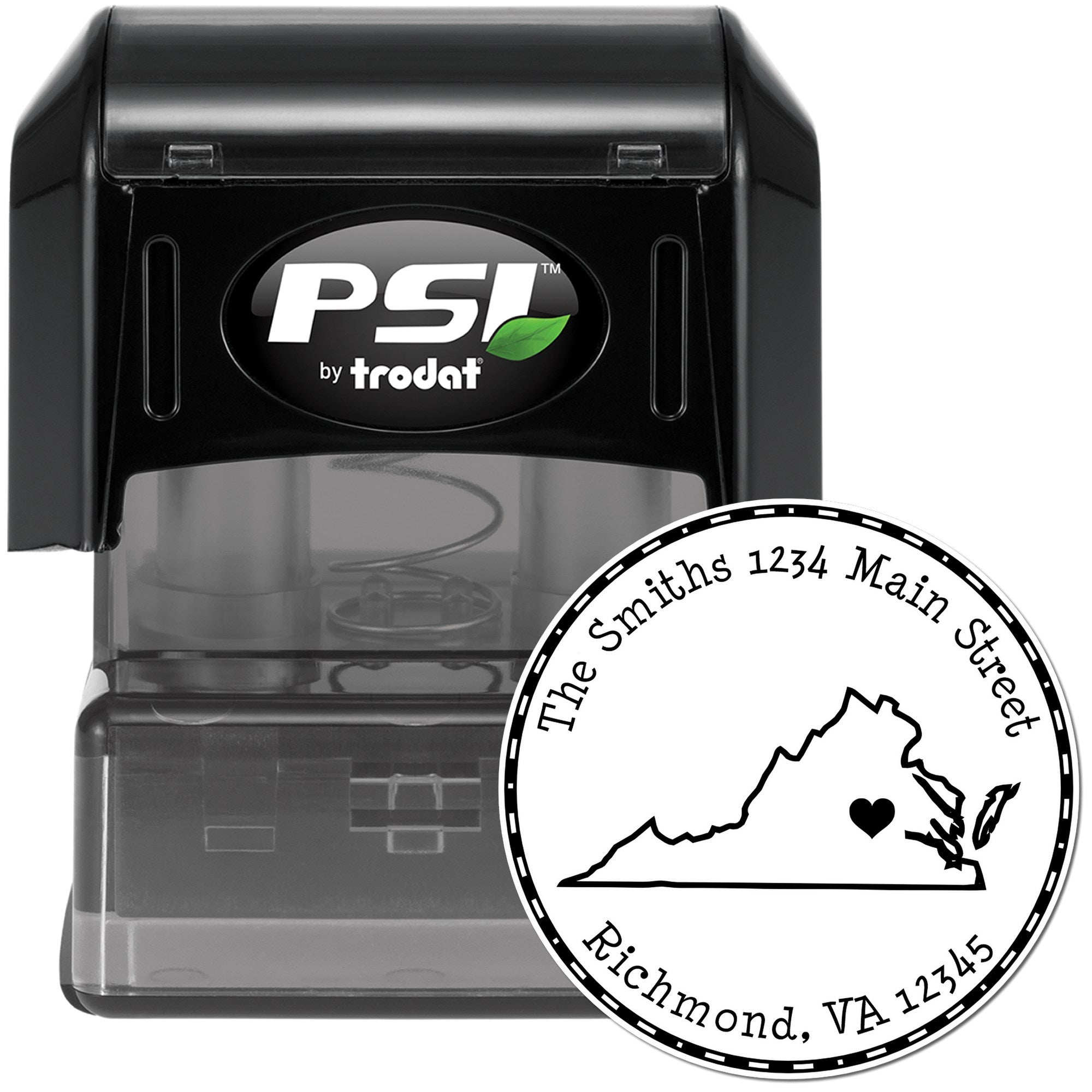 PSI Pre-Inked Round Virginia State Luv Address Stamp - Engineer Seal Stamps