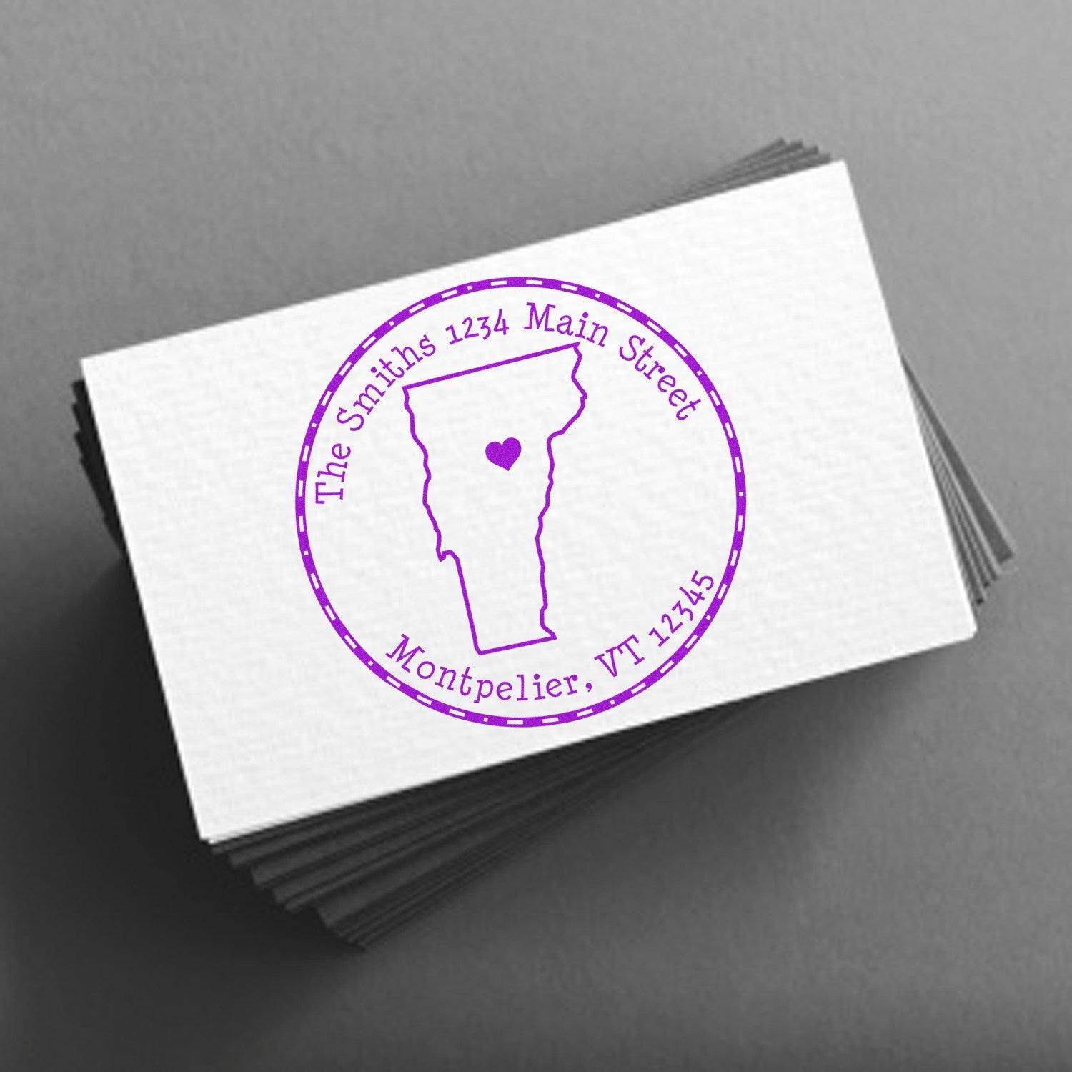 Self-Inking Round Vermont State Luv Address Stamp - Engineer Seal Stamps