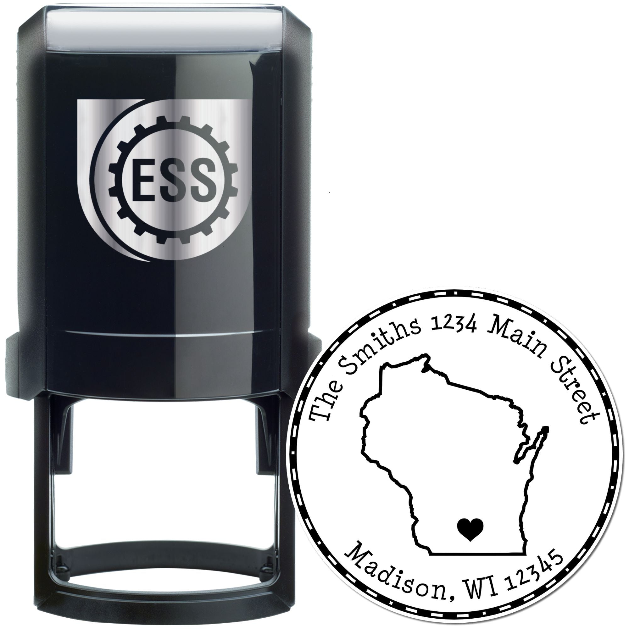 Self-Inking Round Wisconsin State Luv Address Stamp - Engineer Seal Stamps