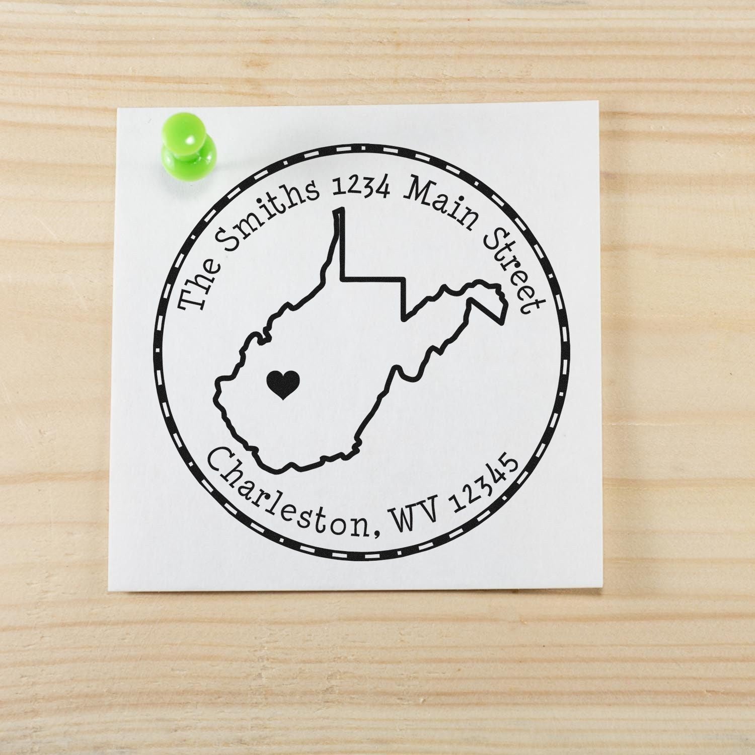 Slim Round West Virginia State Luv Address Stamp - Engineer Seal Stamps