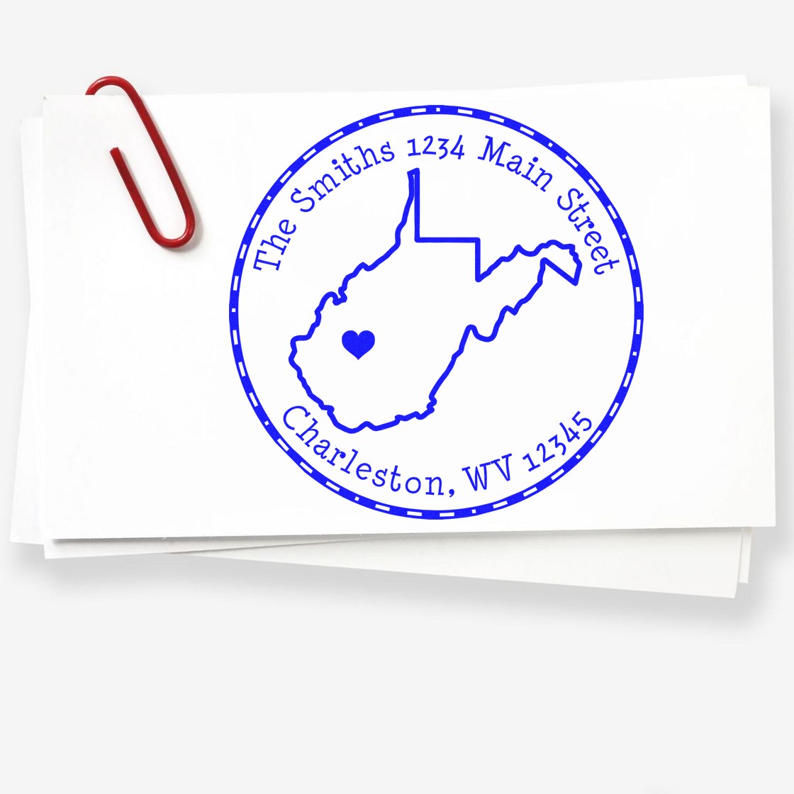 PSI Pre-Inked Round West Virginia State Luv Address Stamp - Engineer Seal Stamps