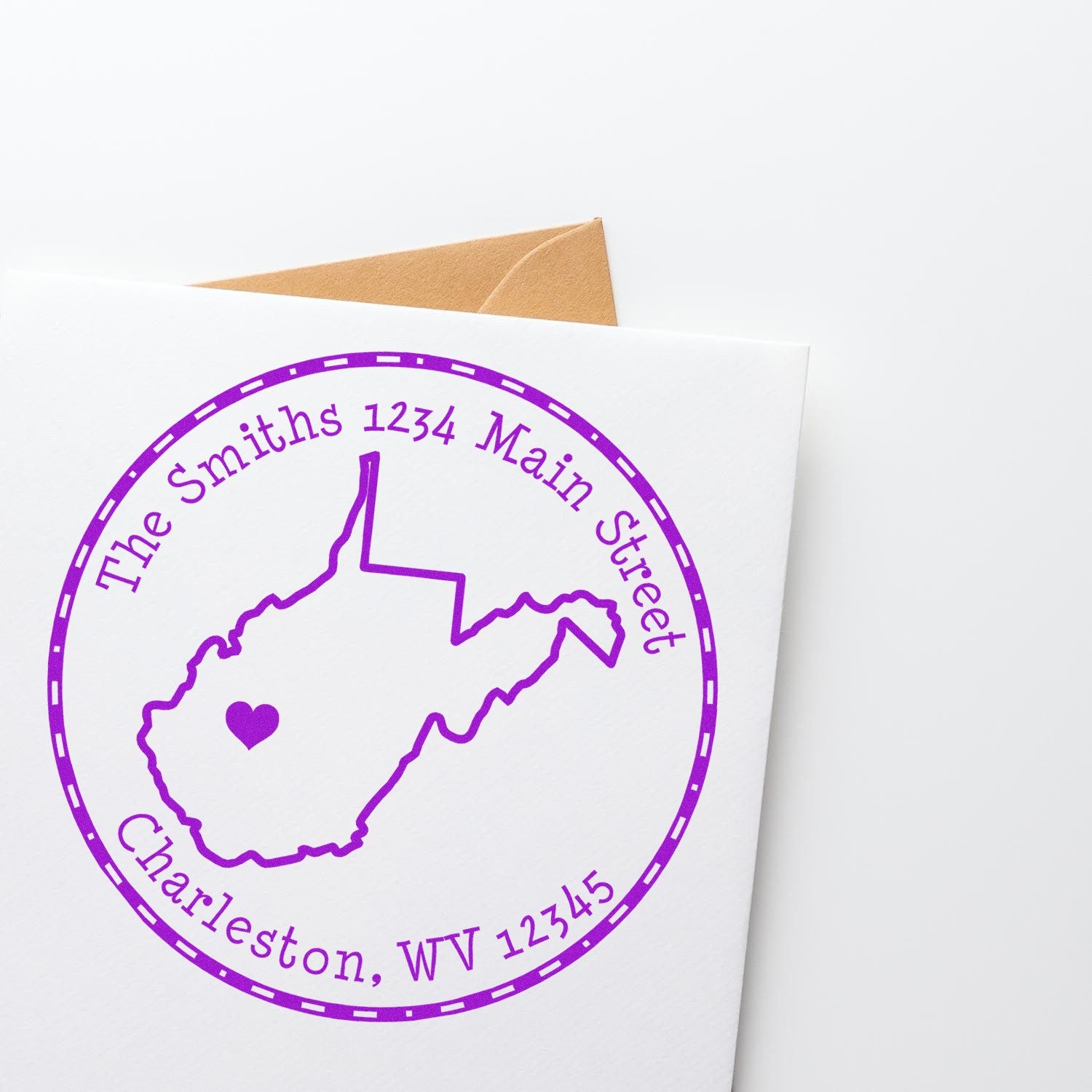 Slim Round West Virginia State Luv Address Stamp - Engineer Seal Stamps