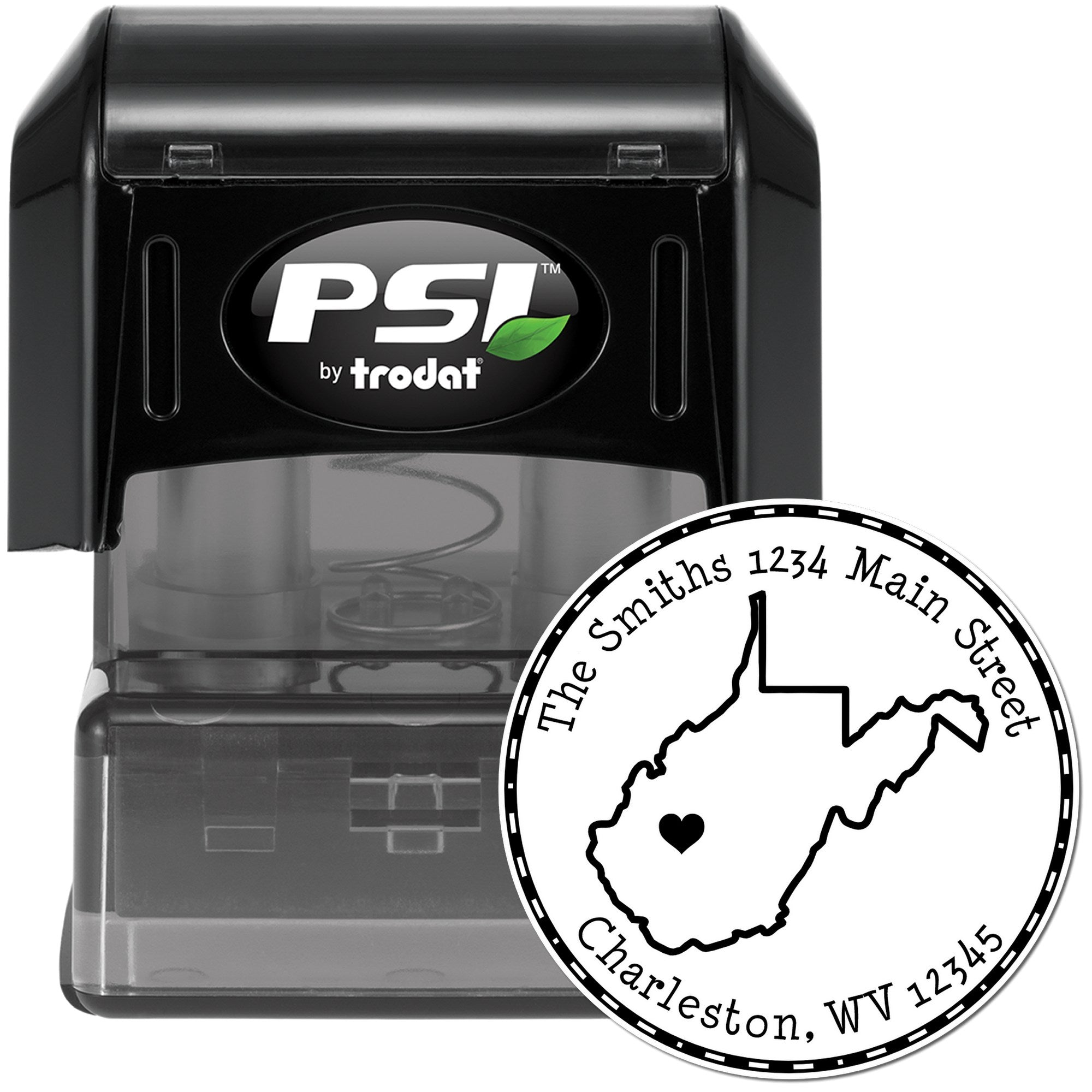 PSI Pre-Inked Round West Virginia State Luv Address Stamp - Engineer Seal Stamps