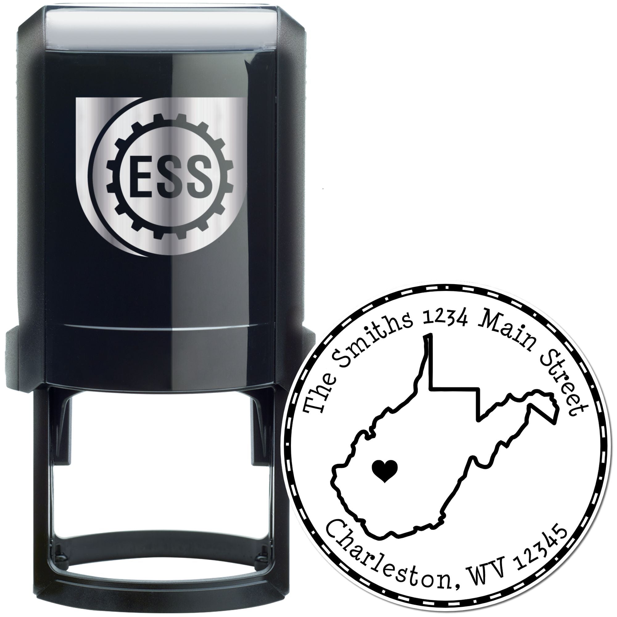 Self-Inking Round West Virginia State Luv Address Stamp - Engineer Seal Stamps