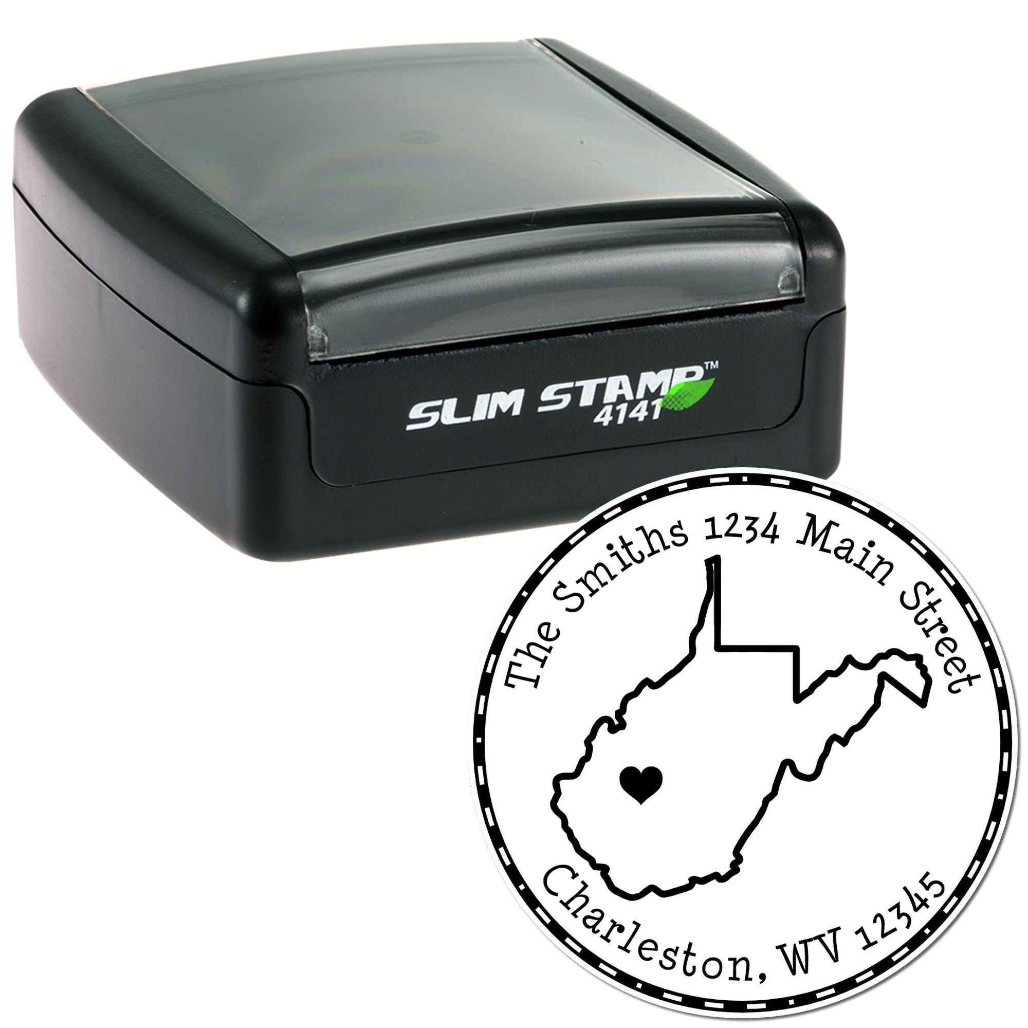 Slim Round West Virginia State Luv Address Stamp - Engineer Seal Stamps